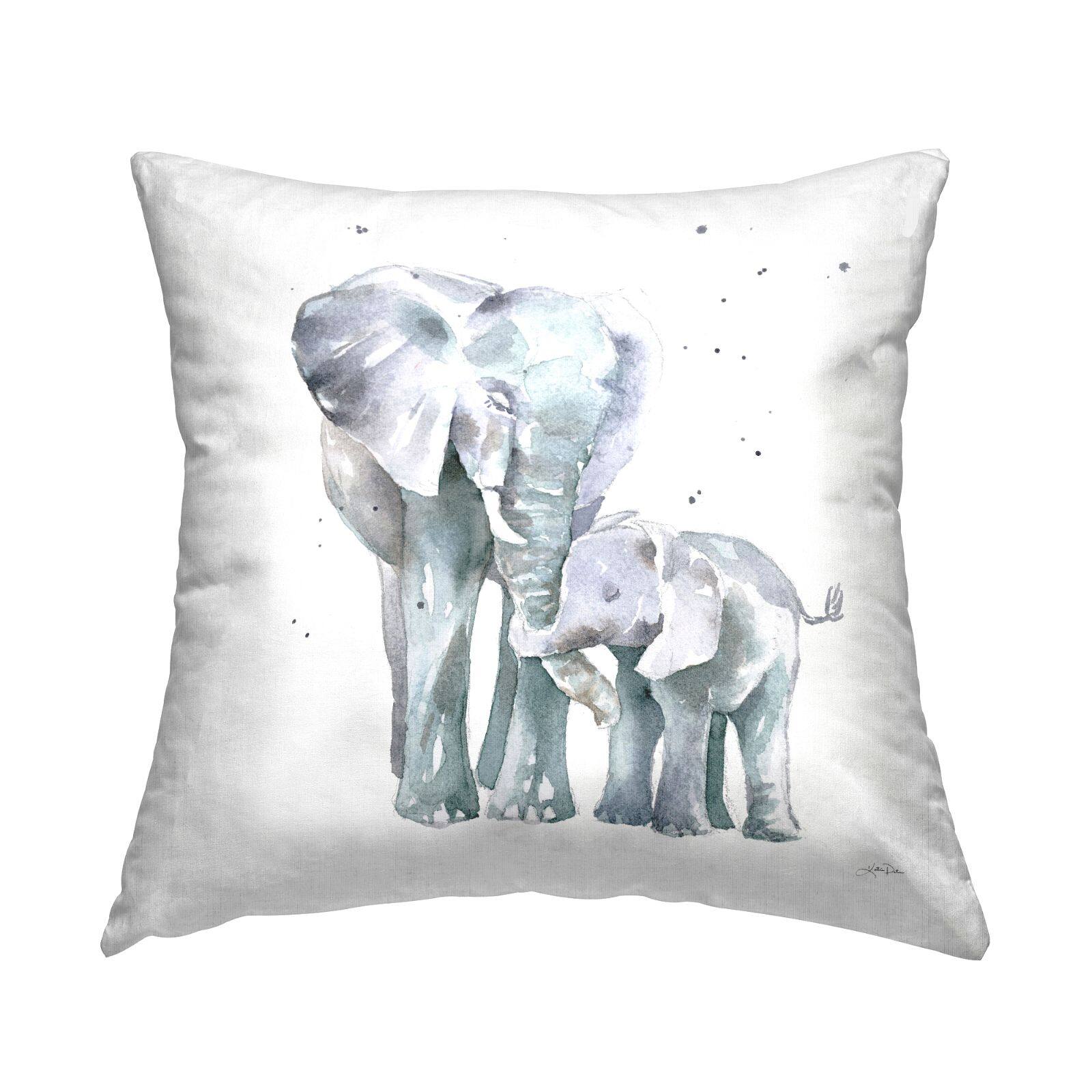 Stupell Industries Mother &#x26; Child Elephants Casual Wildlife Family Throw Pillow, 18&#x22; x 18&#x22;