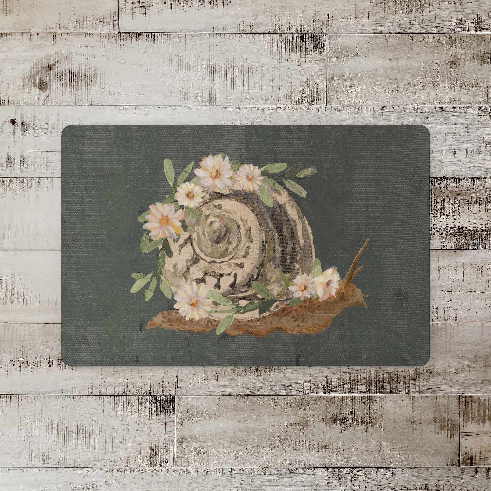 18" x 27" Moody Boho Floral Snail Floor Mat