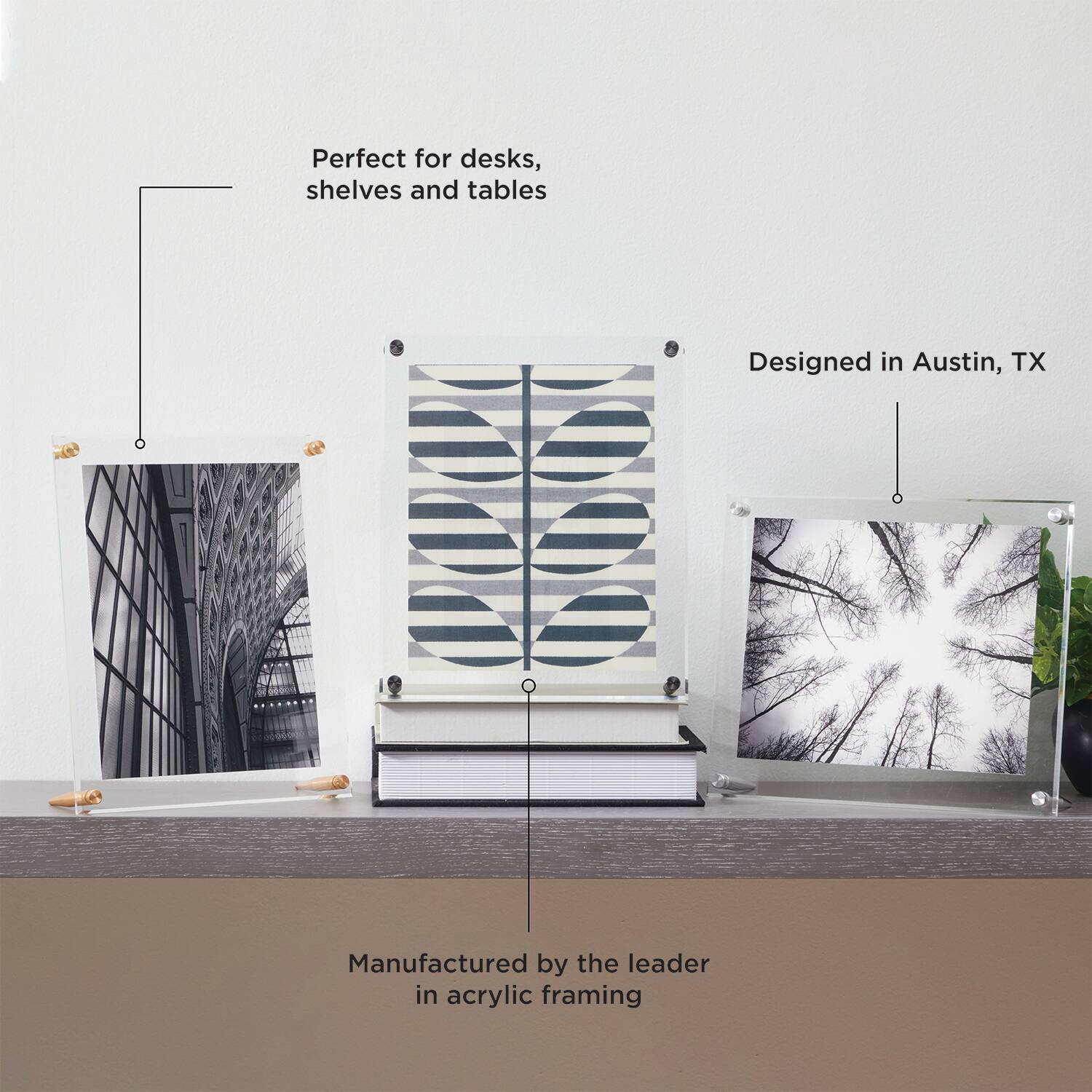 Wexel Art Clear Acrylic Tabletop Floating Picture Frame with Silver Hardware