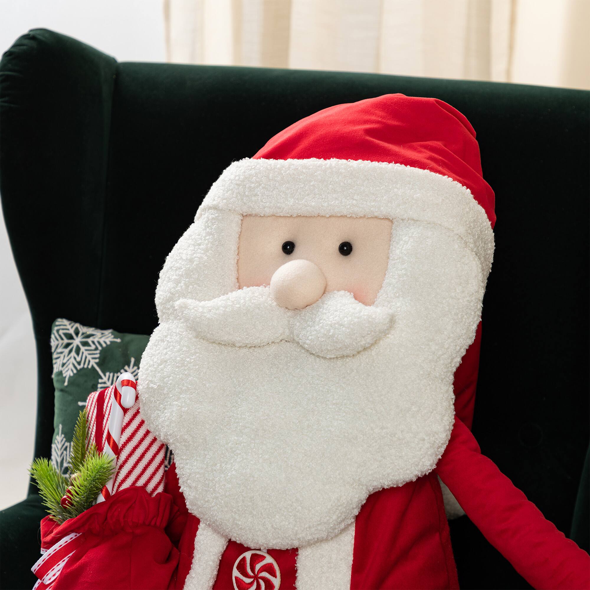 Glitzhome&#xAE; 60&#x22;H Christmas Oversized Fabric Santa With Dangle Legs