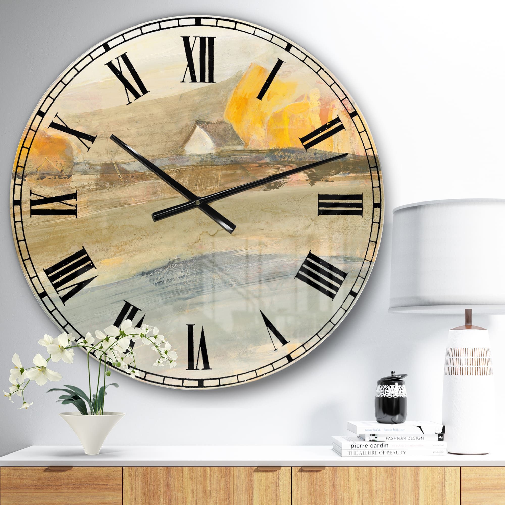 Designart 'Coming On Farmhouse Landscape Traditional Wall Clock
