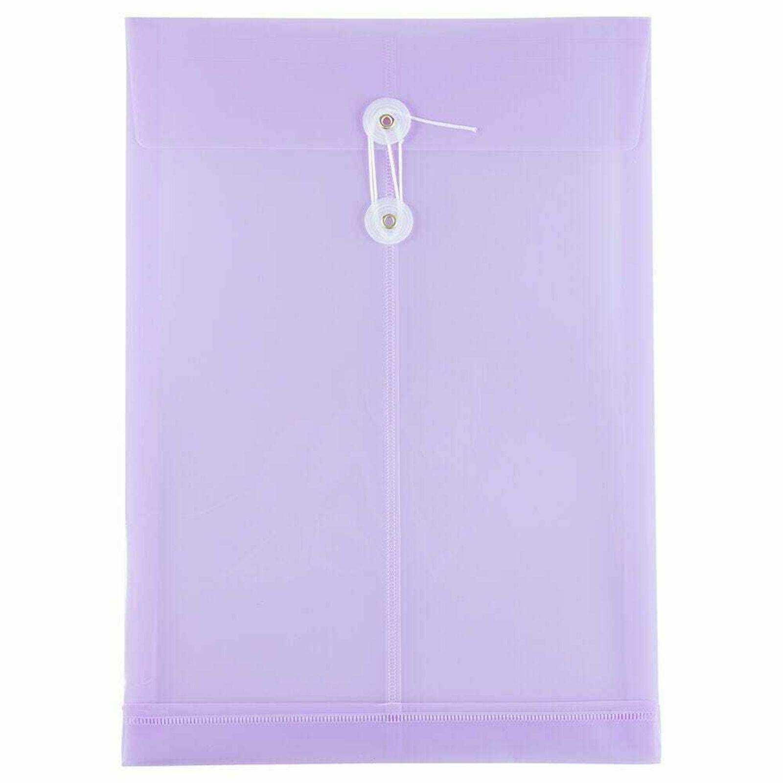 JAM Paper 9.75" x 14.5" Lilac Plastic Button String Open End Envelopes, 108ct.
