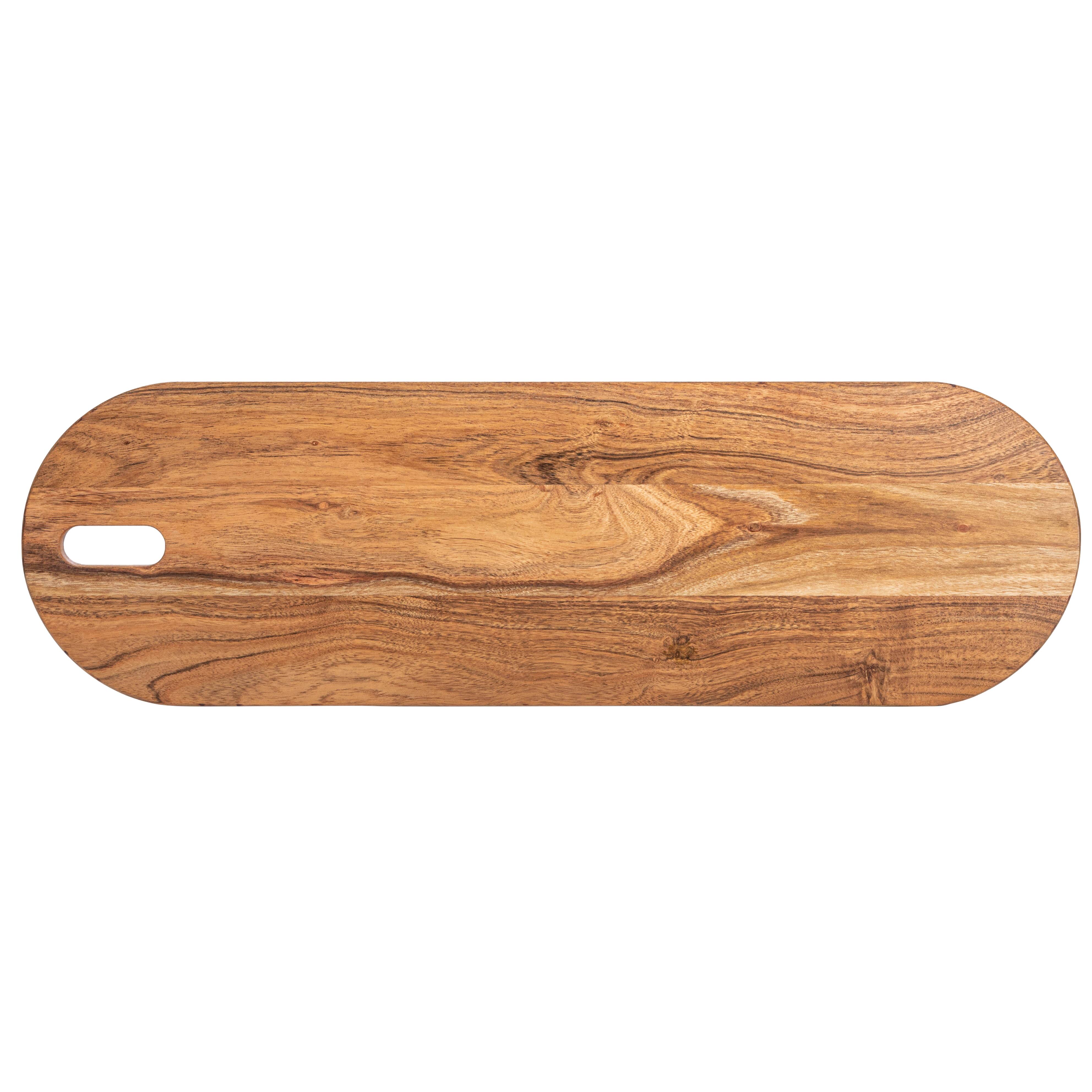 25&#x22; Natural Acacia Wood Serving Board with Handle