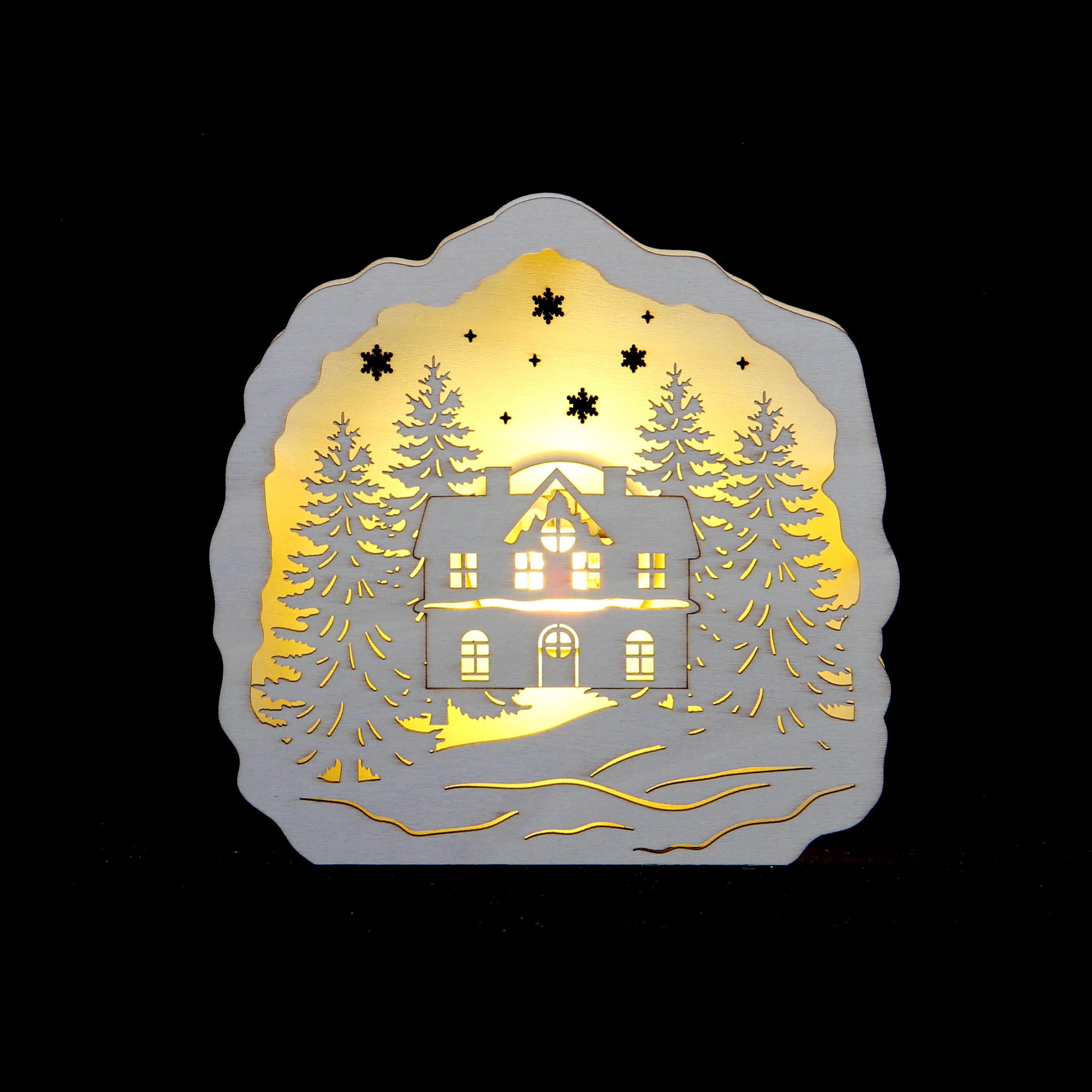 6&#x22; Snowy House LED DIY Wood D&#xE9;cor by Make Market&#xAE;