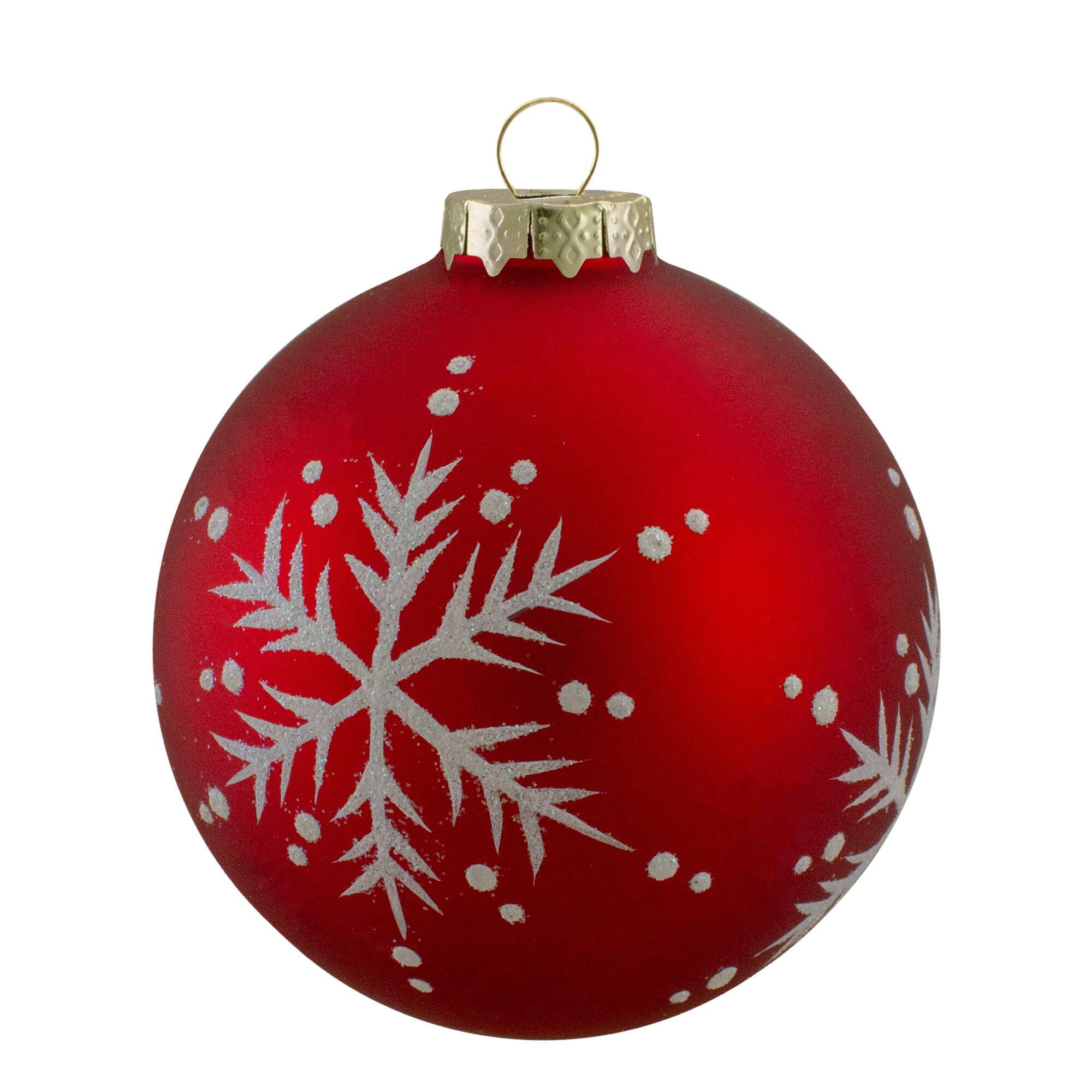 4ct. 3.25&#x22; Matte Red Glass Ball Christmas Ornaments