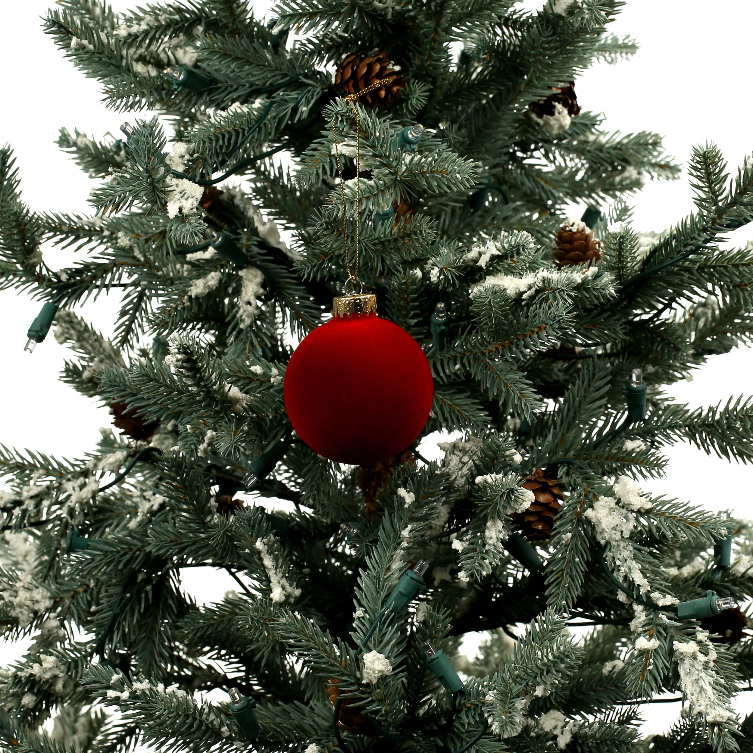 6 Pack 2.5&#x22; Dark Red Flocked Glass Ball Ornaments by Ashland&#xAE;