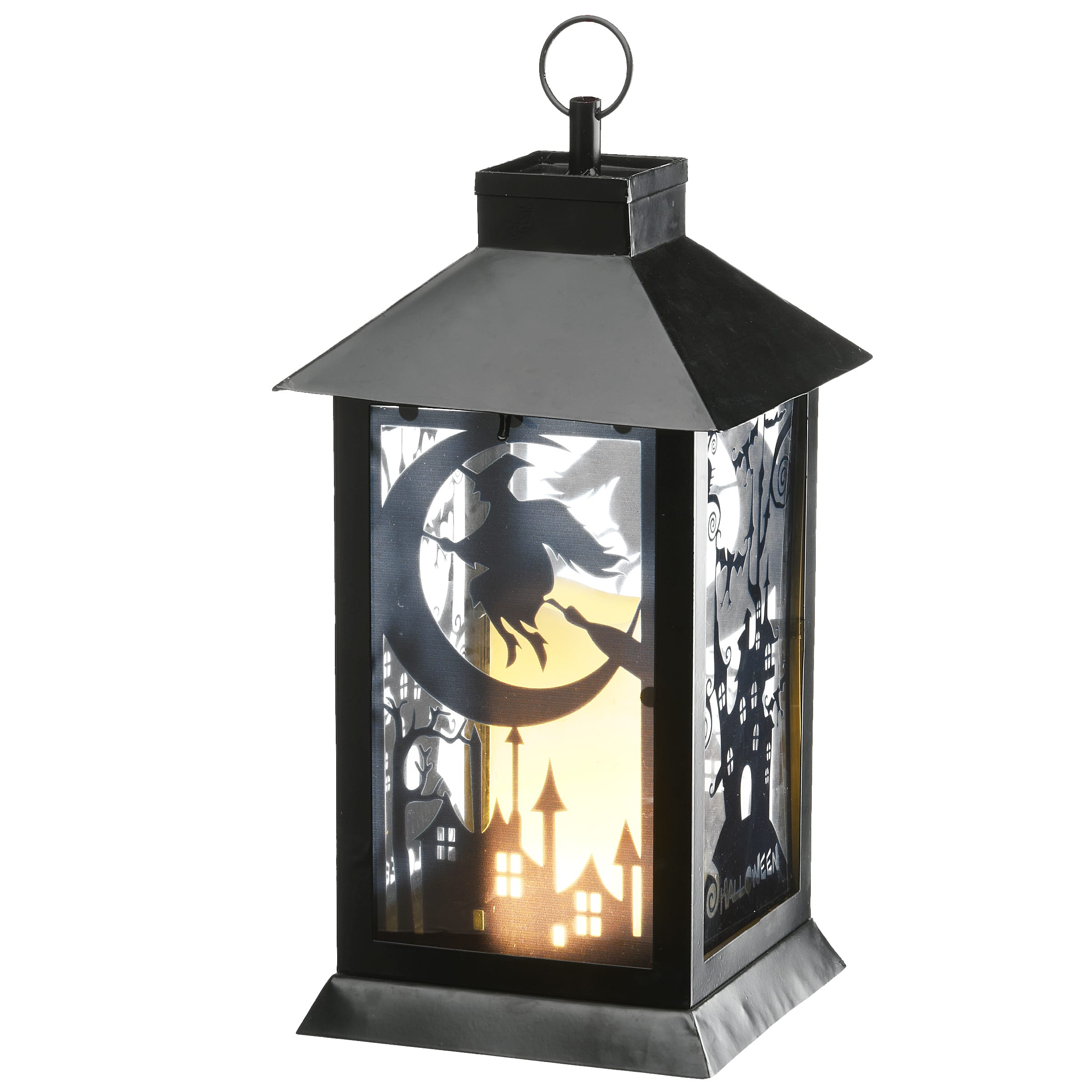 16" Black Halloween Haunted House Lantern