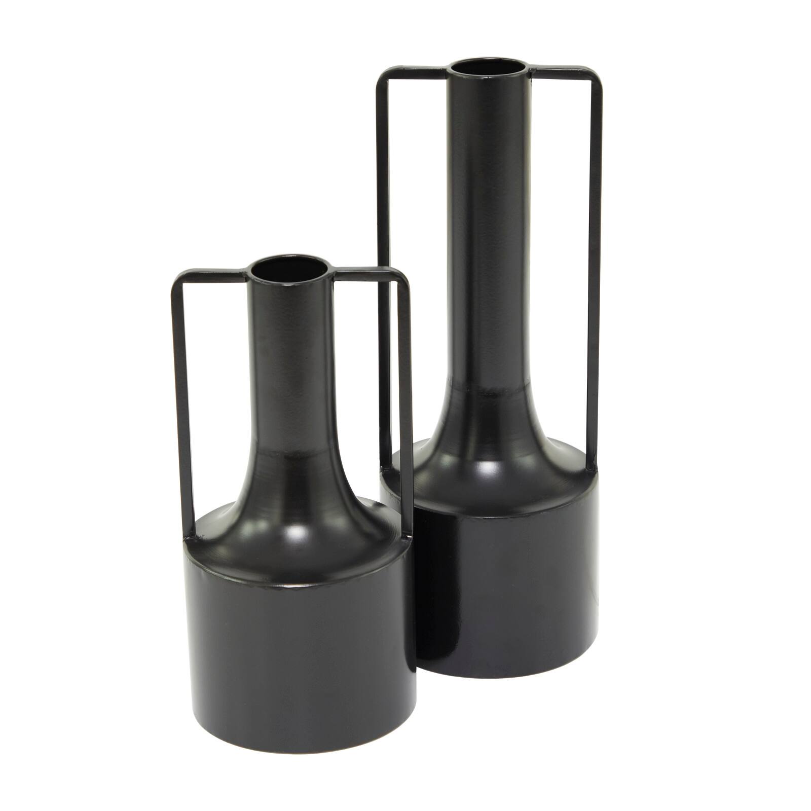 The Novogratz Black Metal Vase with Handles Set of 2 16", 12"