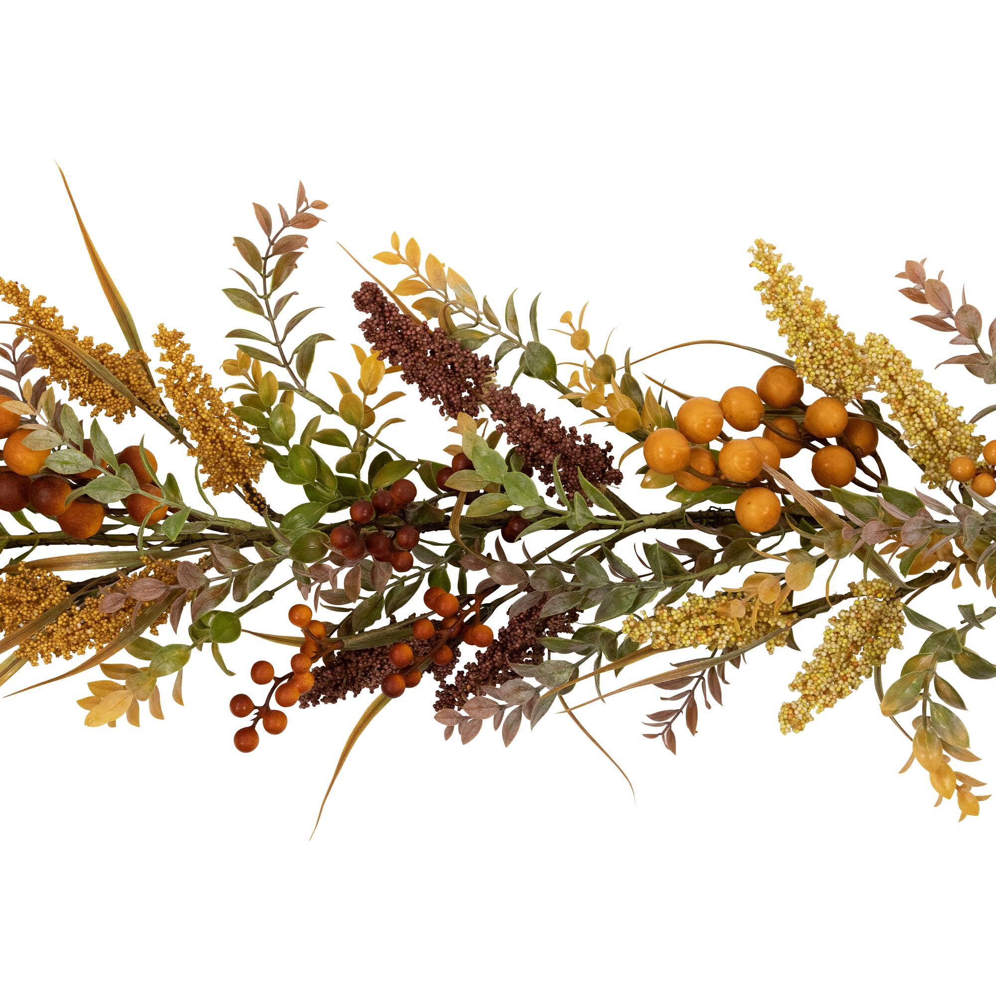 5ft. Real Touch&#x2122;&#xFE0F; Greenery &#x26; Berries Fall Harvest Garland