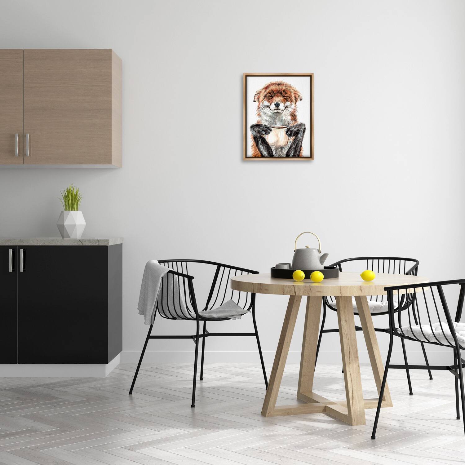 Stupell Industries Happy Fox with Coffee Floater Framed Art