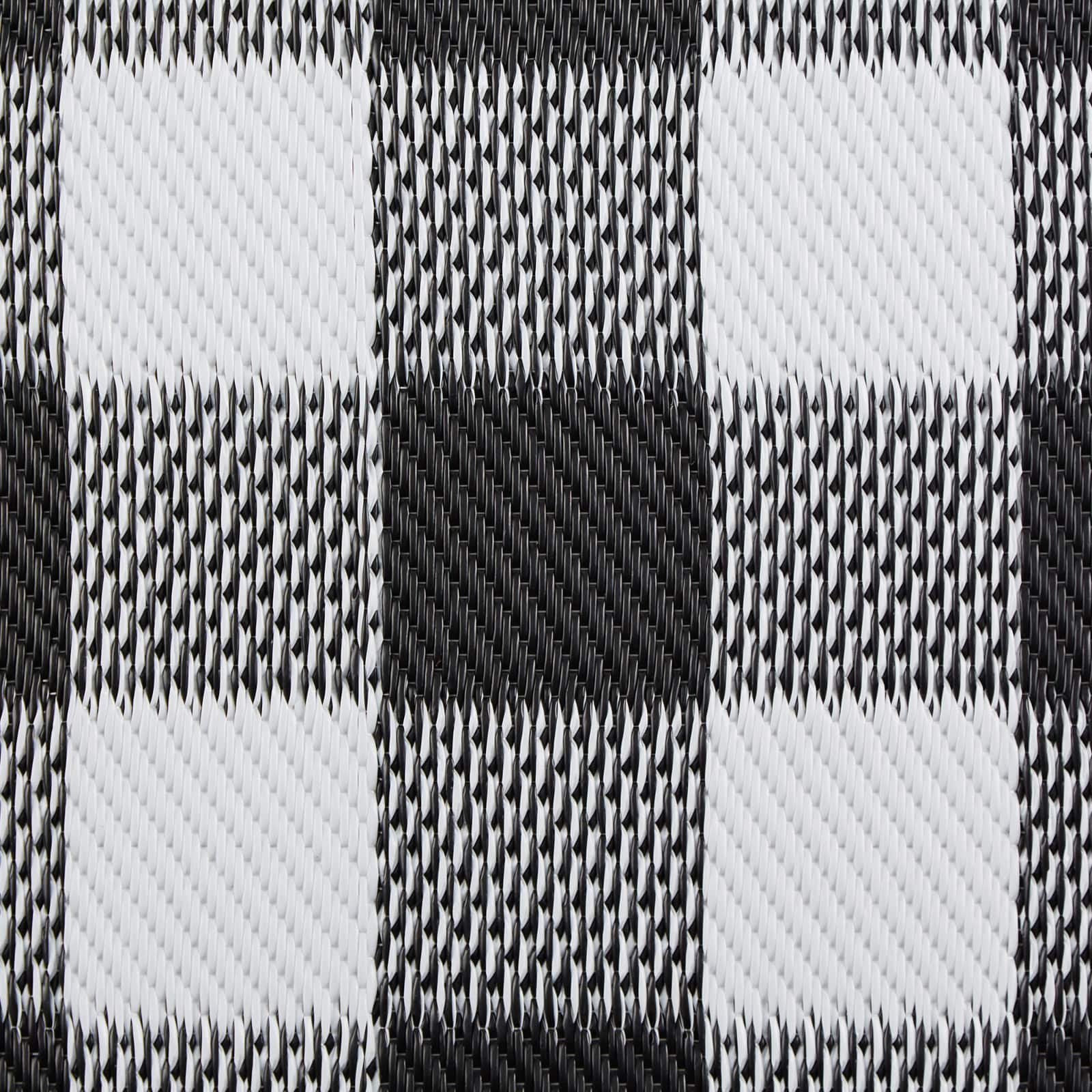 Black and White Buffalo Check Outdoor Floor Runner 3ft. x 6ft.