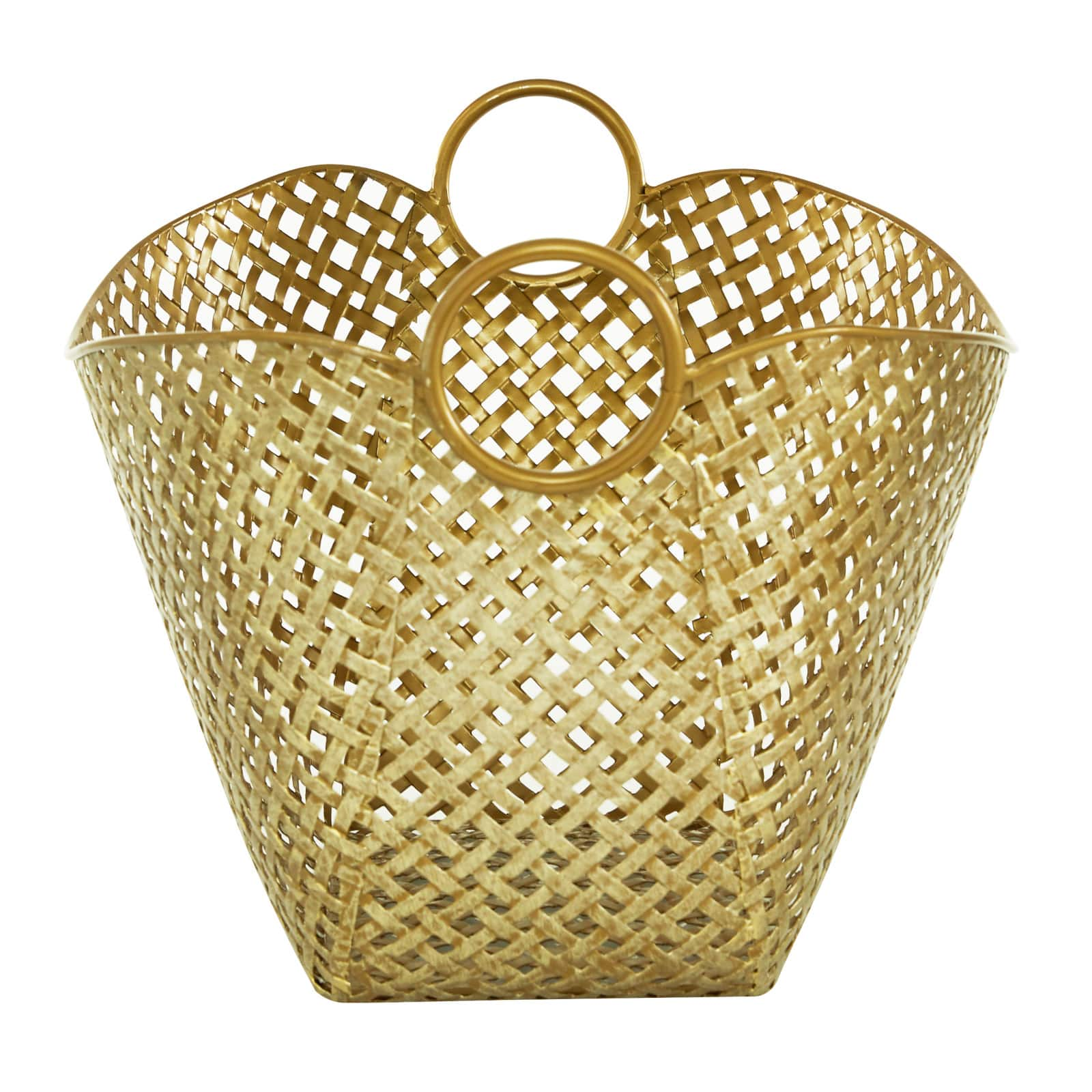 Gold Metal Contemporary Storage Basket