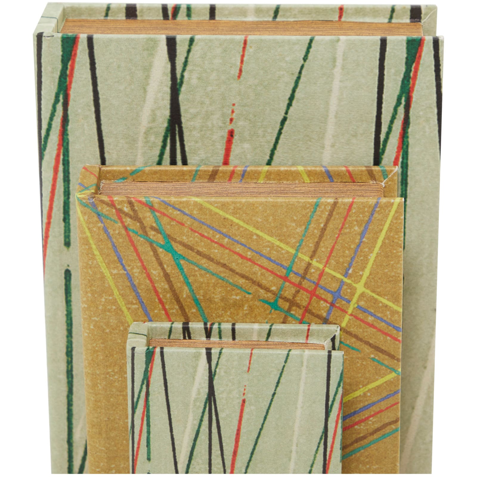 Line Print Faux Leather Faux Book Box with Varying Patterns Set