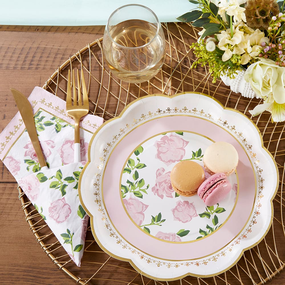 9" Pink Tea Time Whimsy Premium Paper Plates, 16ct.