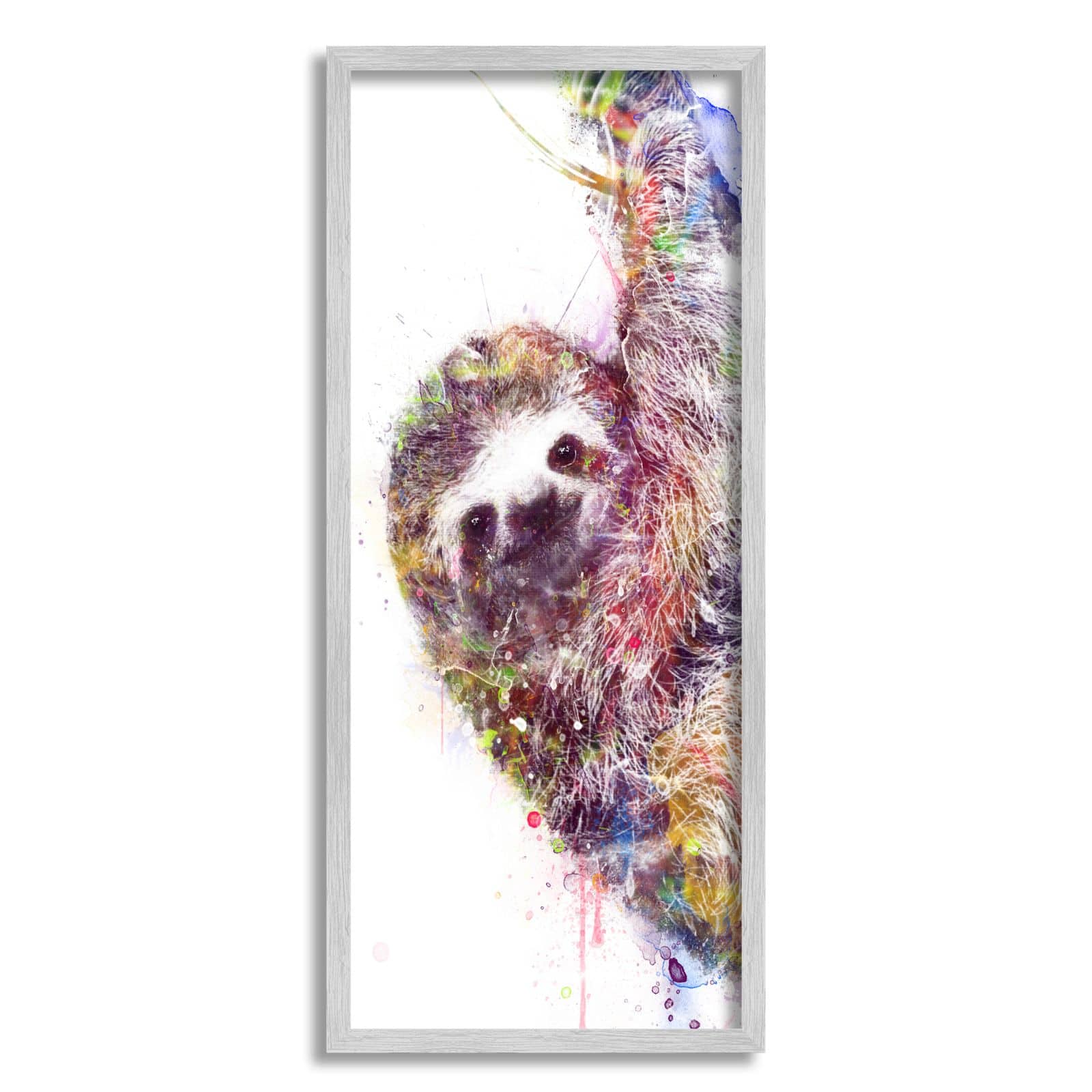 Stupell Industries Minimal Sloth Painterly Watercolor Abstract  Framed Wall Art