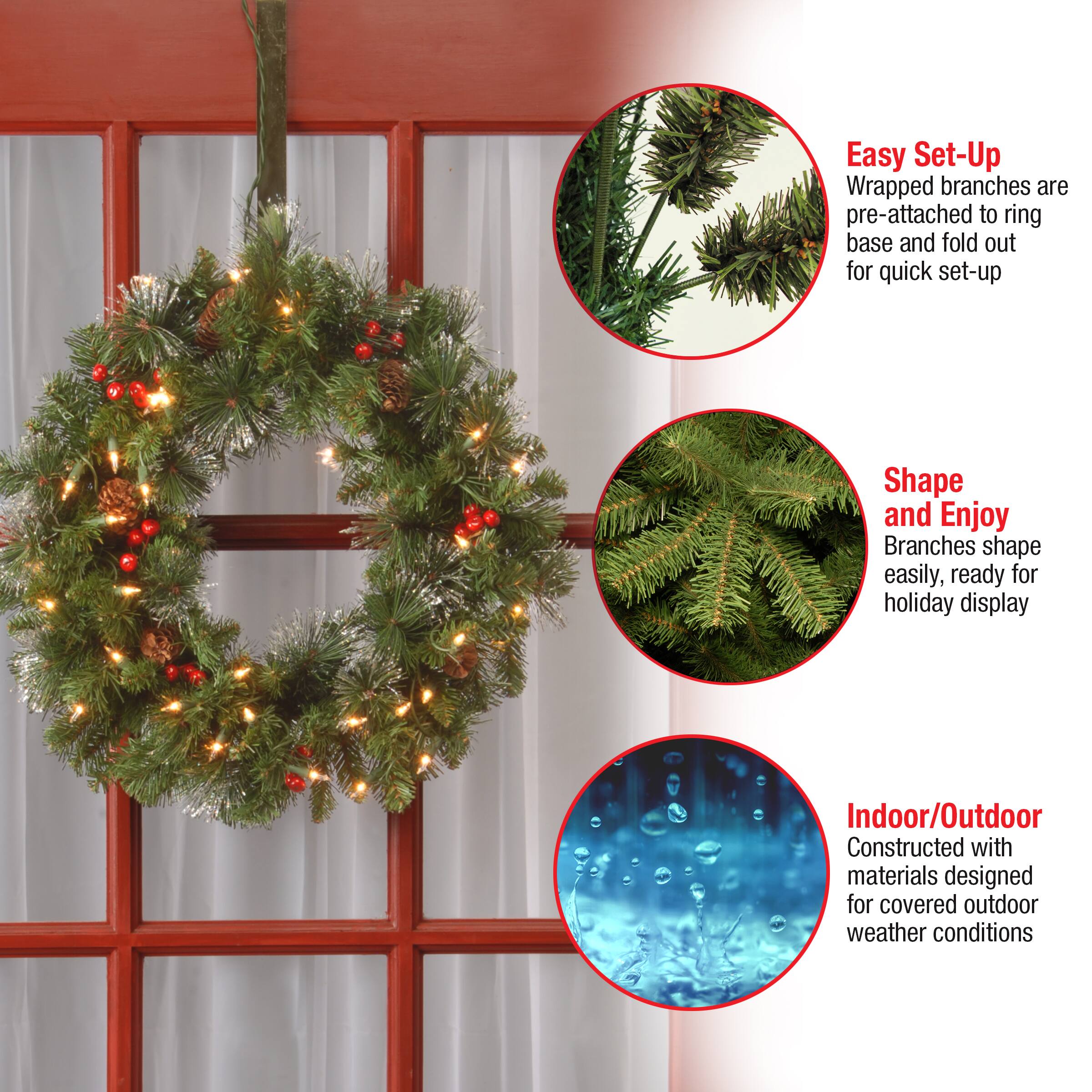 20&#x22; Pre-Lit Crestwood&#xAE; Spruce Wreath