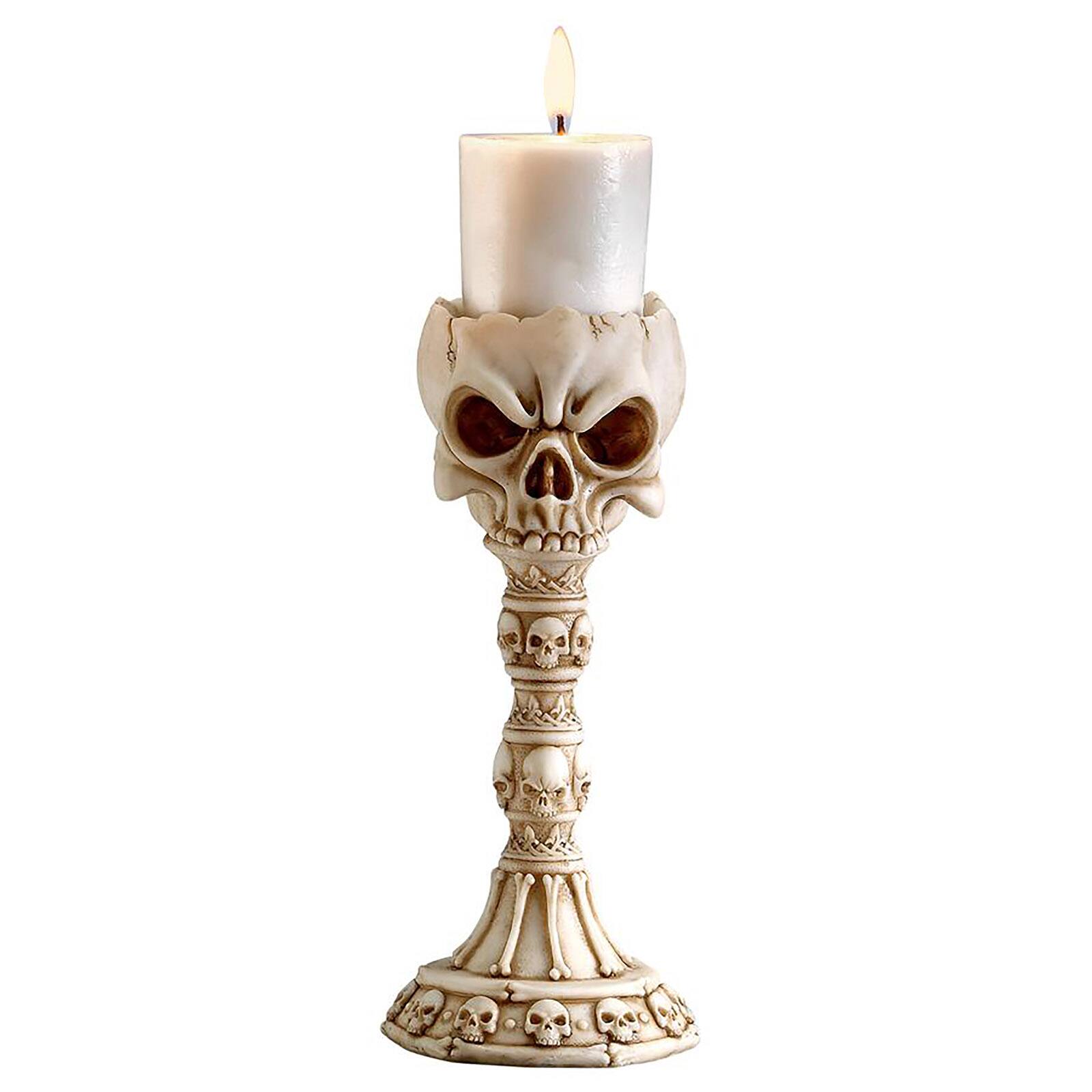 Design Toscano Skullduggery Skull and Sculptural Candlesticks, 2ct.