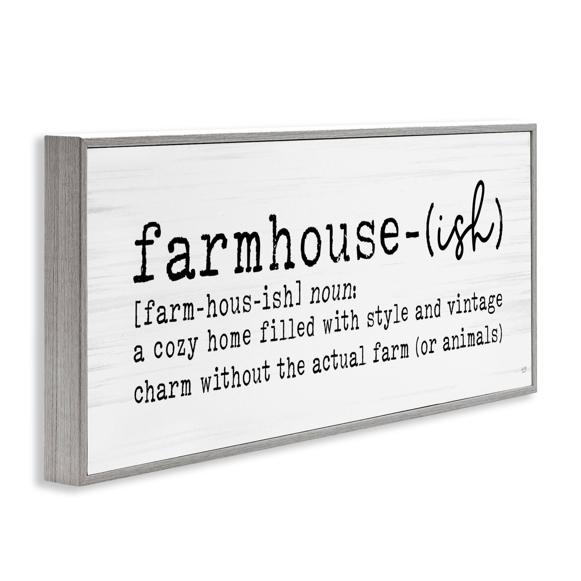 Stupell Industries Farmhouse-Ish Playful Definition Sign Birch Pattern Framed Giclee Art