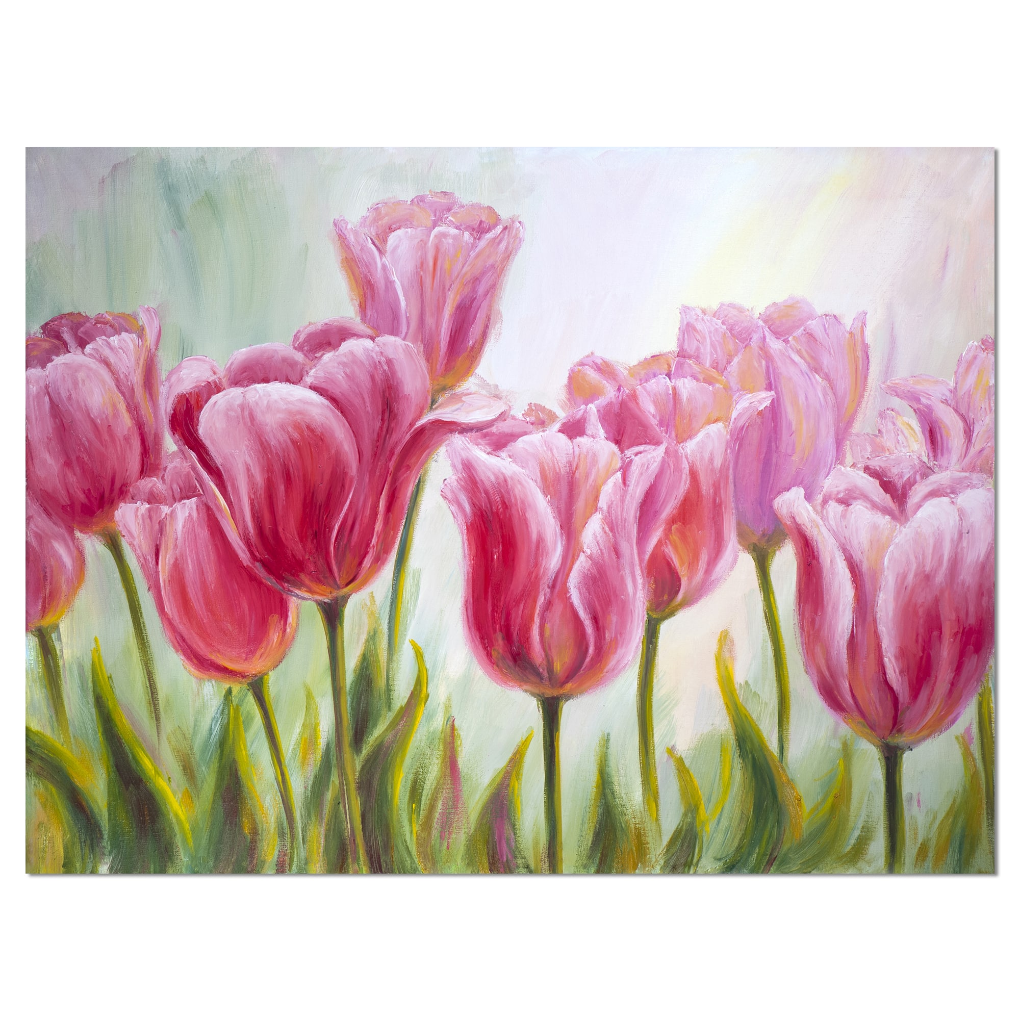 Designart - Tulips in a Row - Floral Art Canvas Print