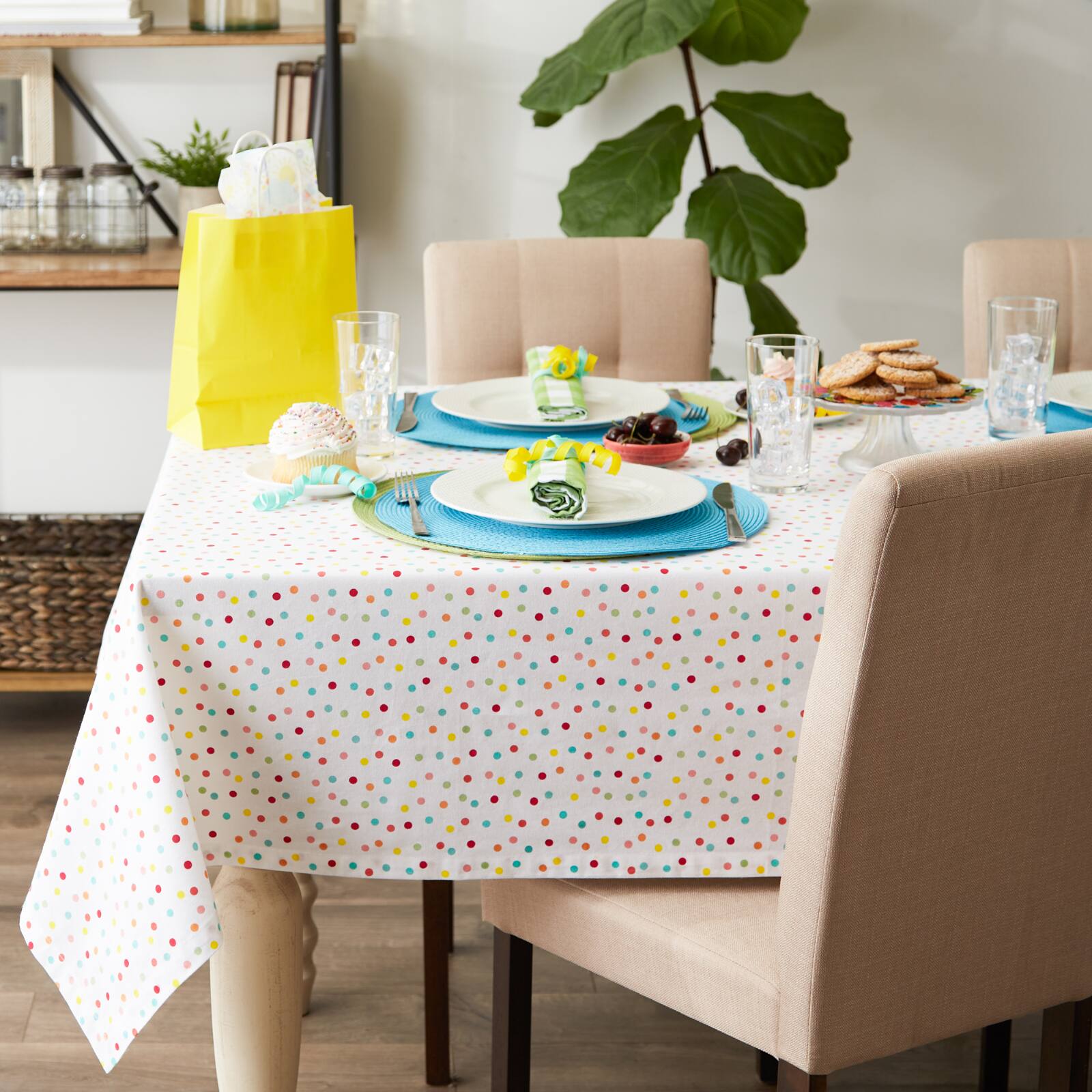 Multi Polka Dots Print Tablecloth 52" x 52"
