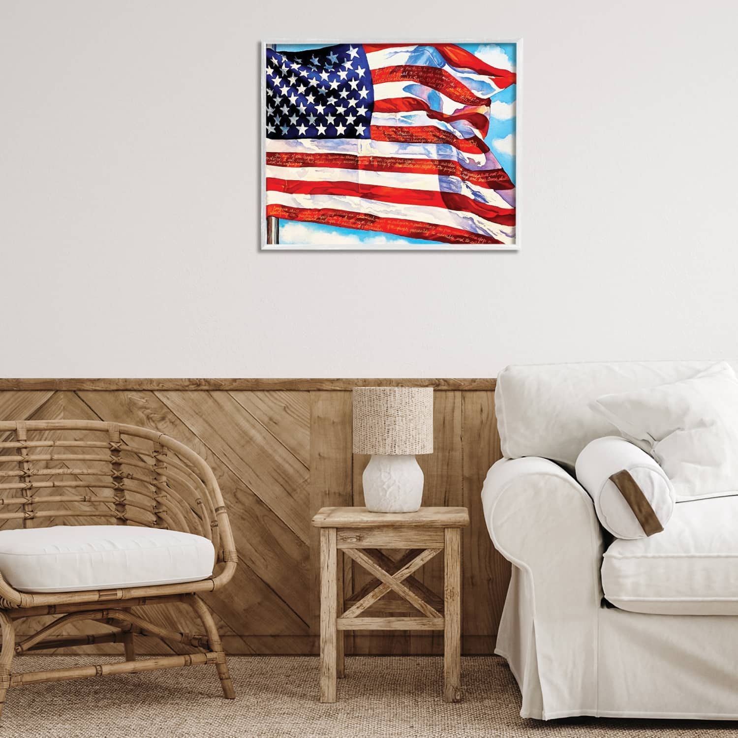 Stupell Industries Windblown American Flag Framed Giclee Art
