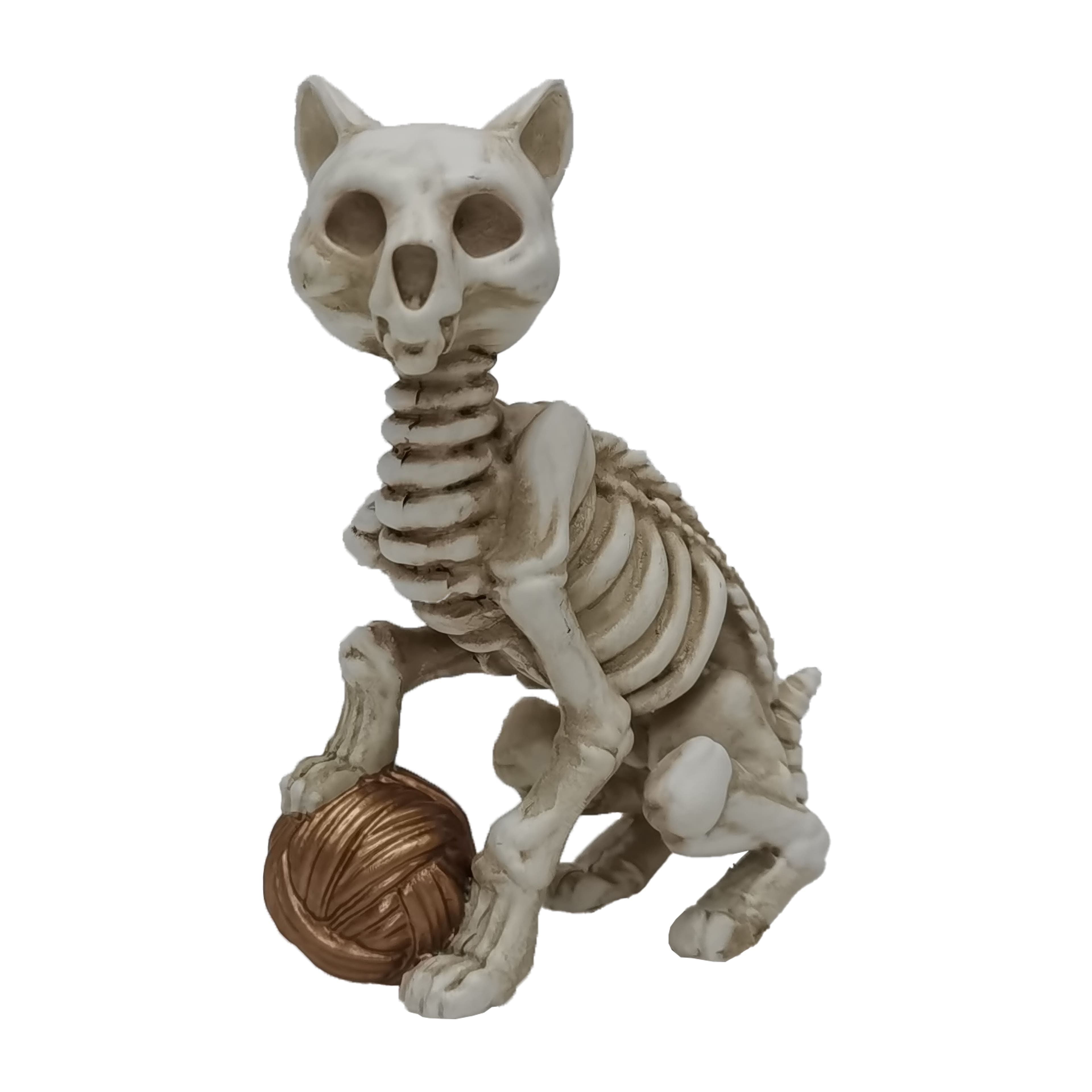 4.5&#x22; Skeleton Cat with Ball Tabletop D&#xE9;cor by Ashland&#xAE;