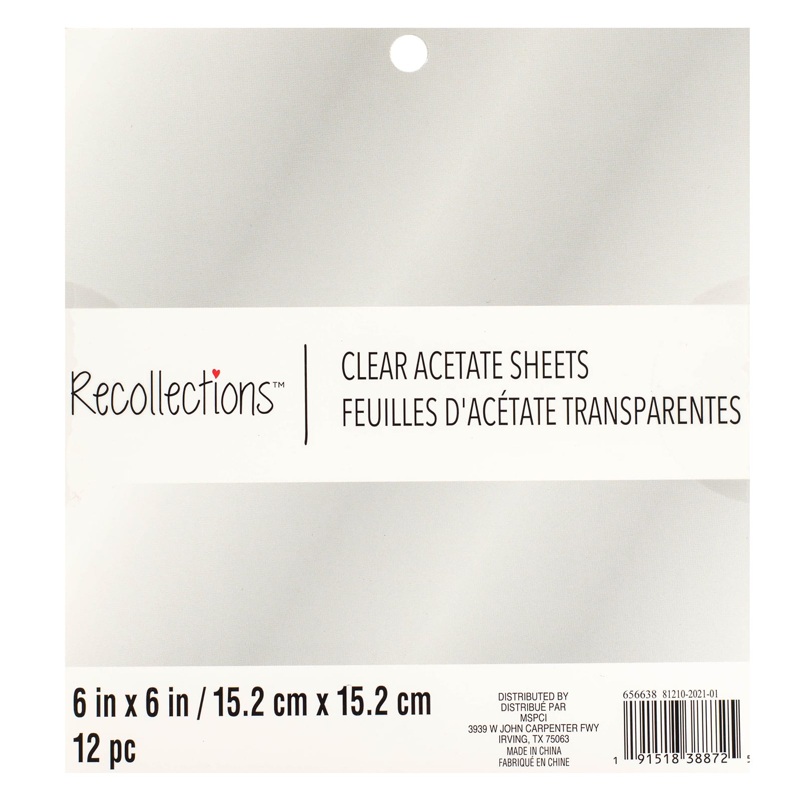 Clear Acetate Sheets by Recollections&#x2122;, 6&#x22; x 6&#x22;