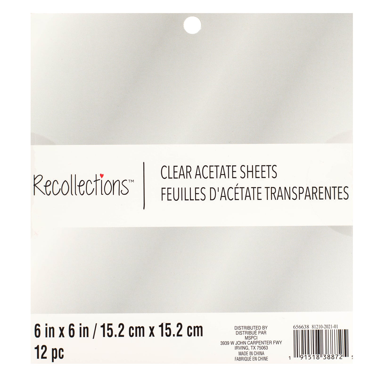 Clear Acetate Sheets by Recollections™, 6" x 6"