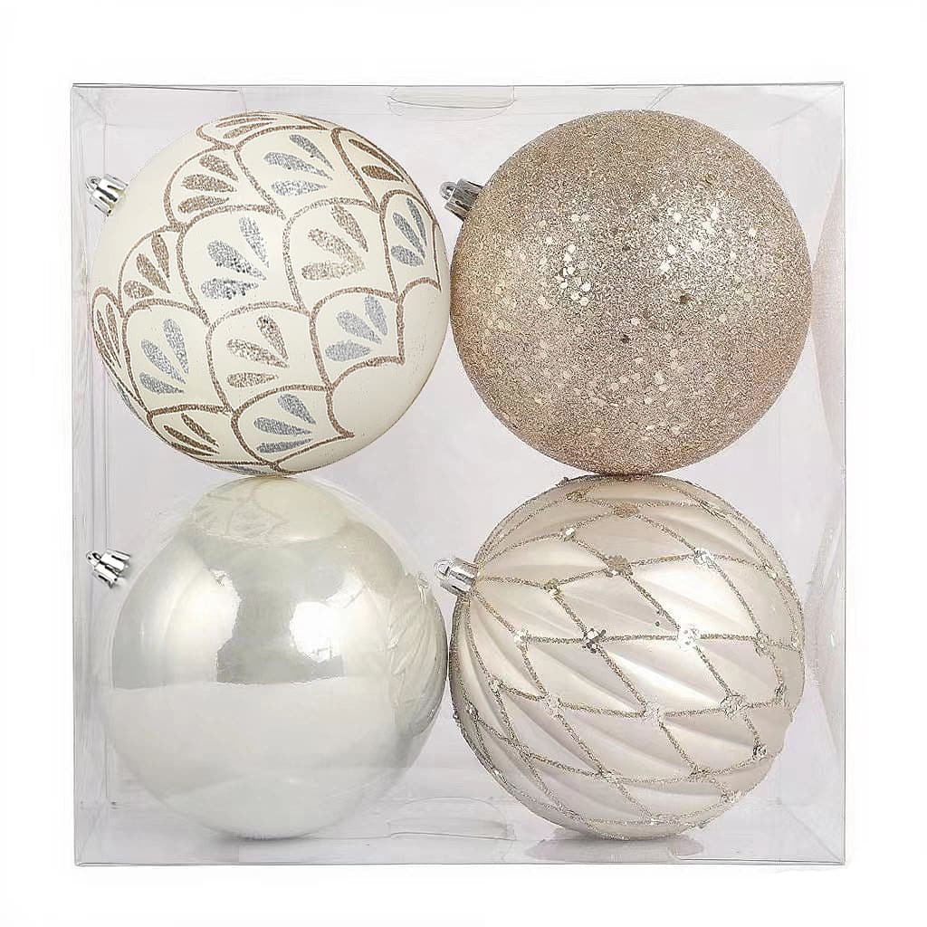 Assorted 4 Pack 4.7&#x22; Champagne &#x26; Silver Shatterproof Ball Ornaments, 1pc. by Ashland&#xAE;