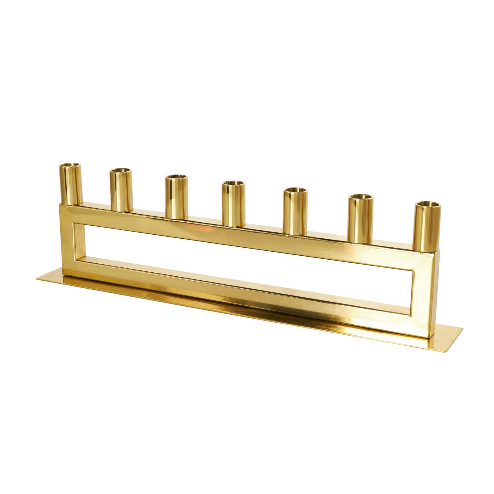 22" Gold Stainless Steel 7 Taper Candle Candelabra with Rectangular Frame