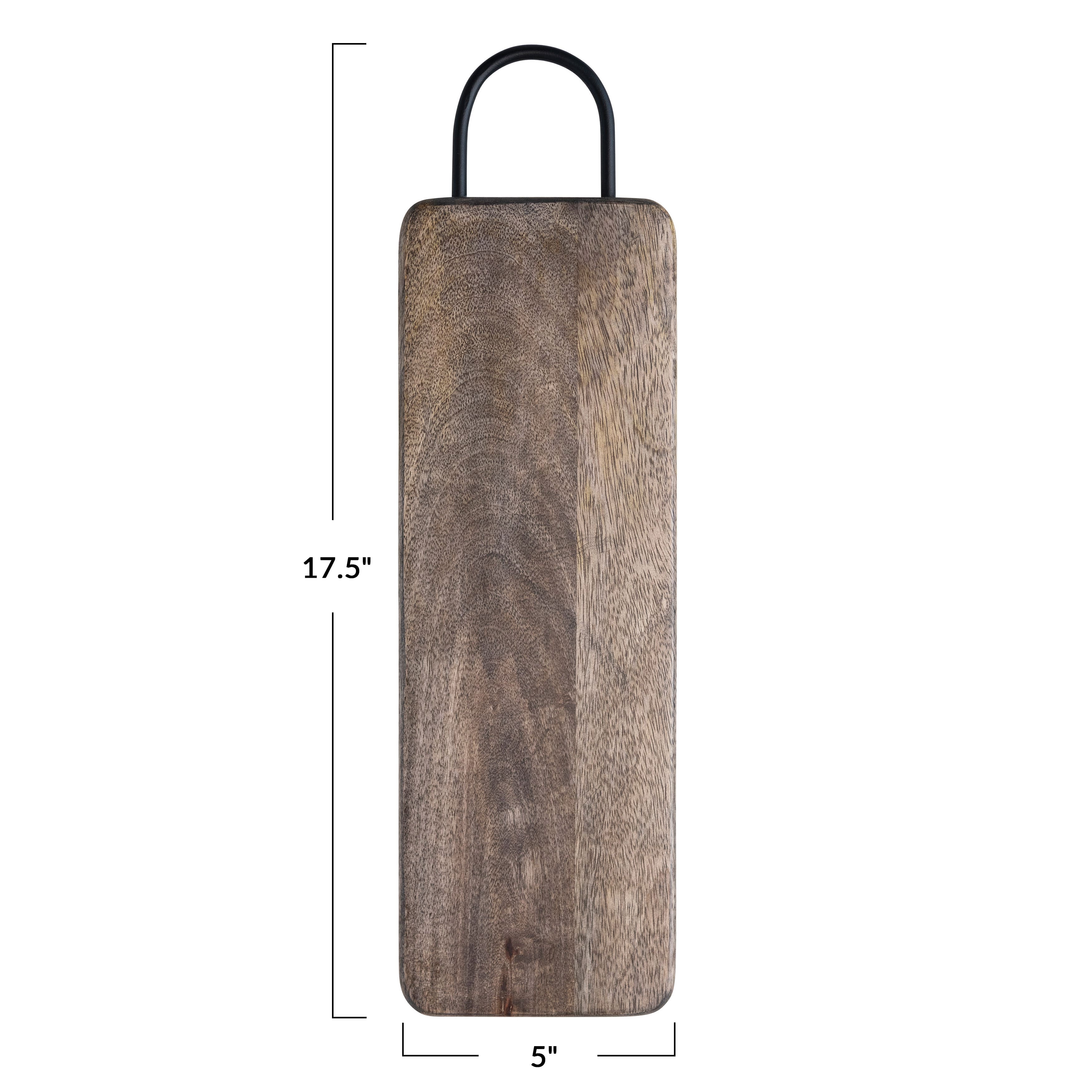 17.5&#x22; Natural and Black Minimalist Wood Cutting Board with Metal Handle