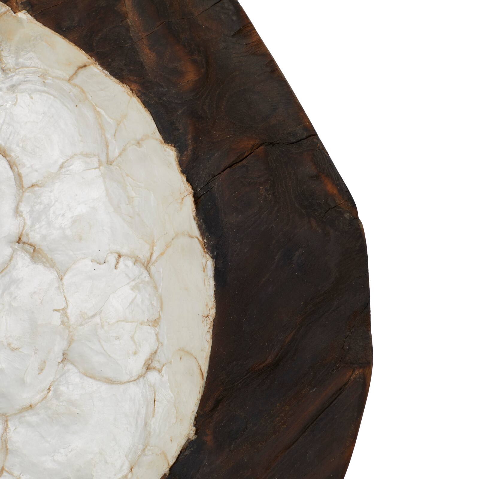 18" Brown Wood & Natural Shell Decorative Bowl