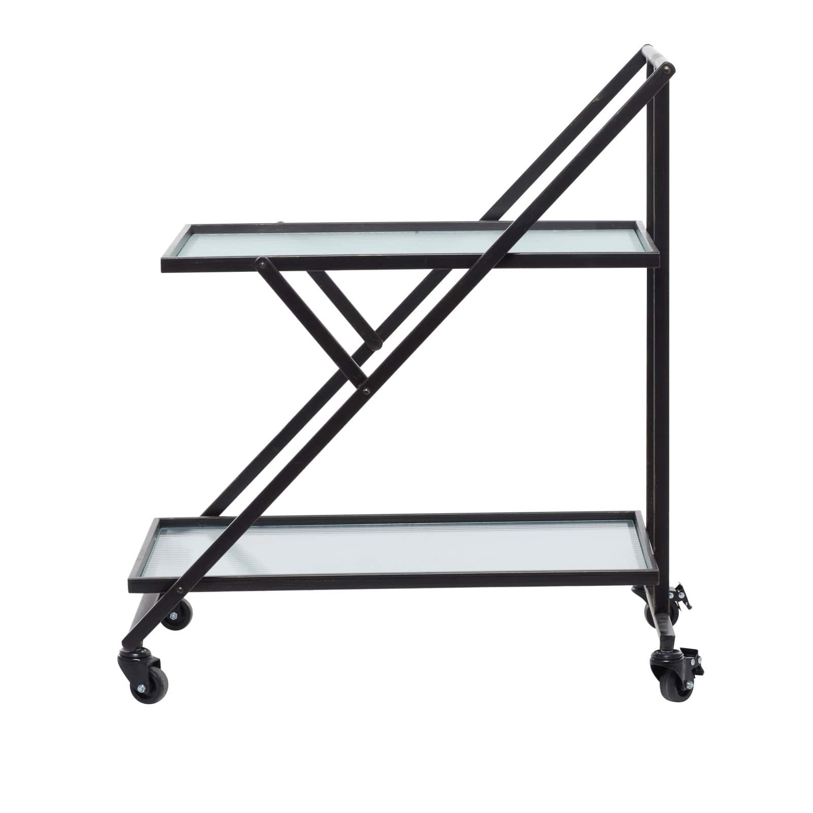 Black Iron Industrial Bar Cart, 32&#x22; x 25&#x22; x 18&#x22;