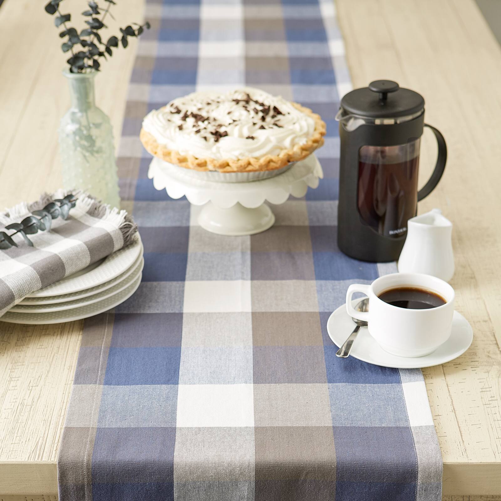 DII&#xAE; 108&#x22; Tri-Color Check Table Runner