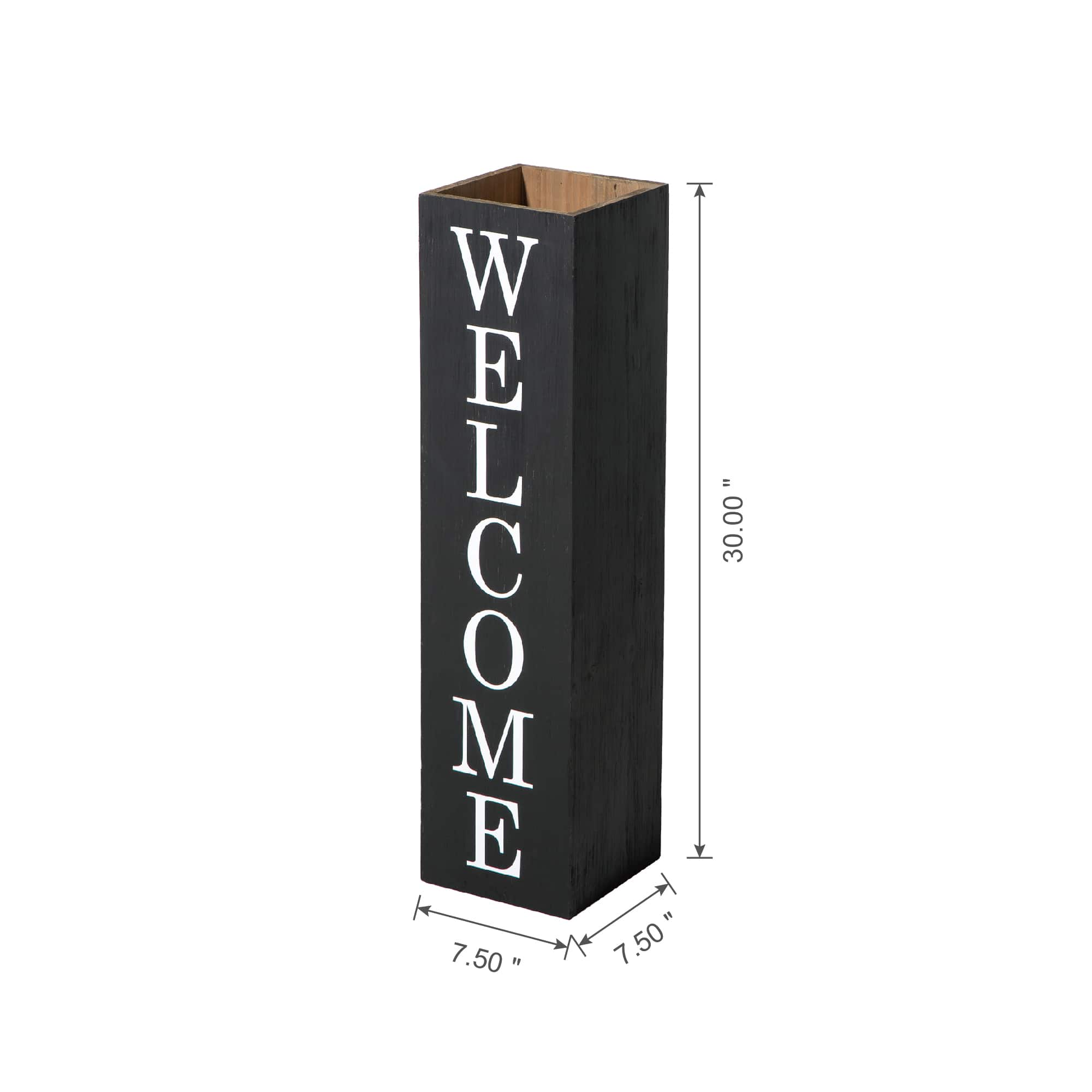 Glitzhome&#xAE; 30&#x22; Black Wood Boxed Welcome Home Porch Sign