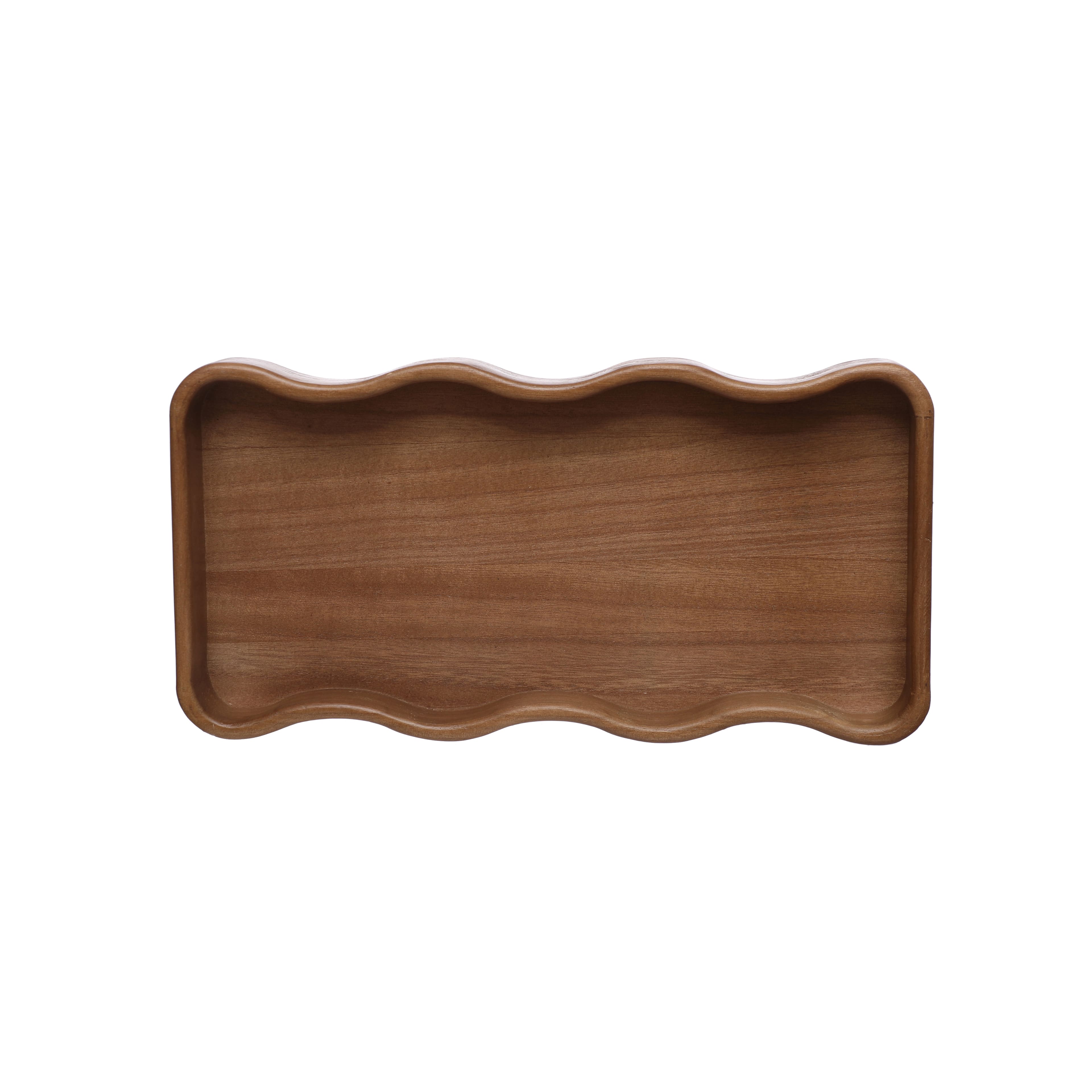 15.75&#x22; Brown Wave Wood Tray by Ashland&#xAE;