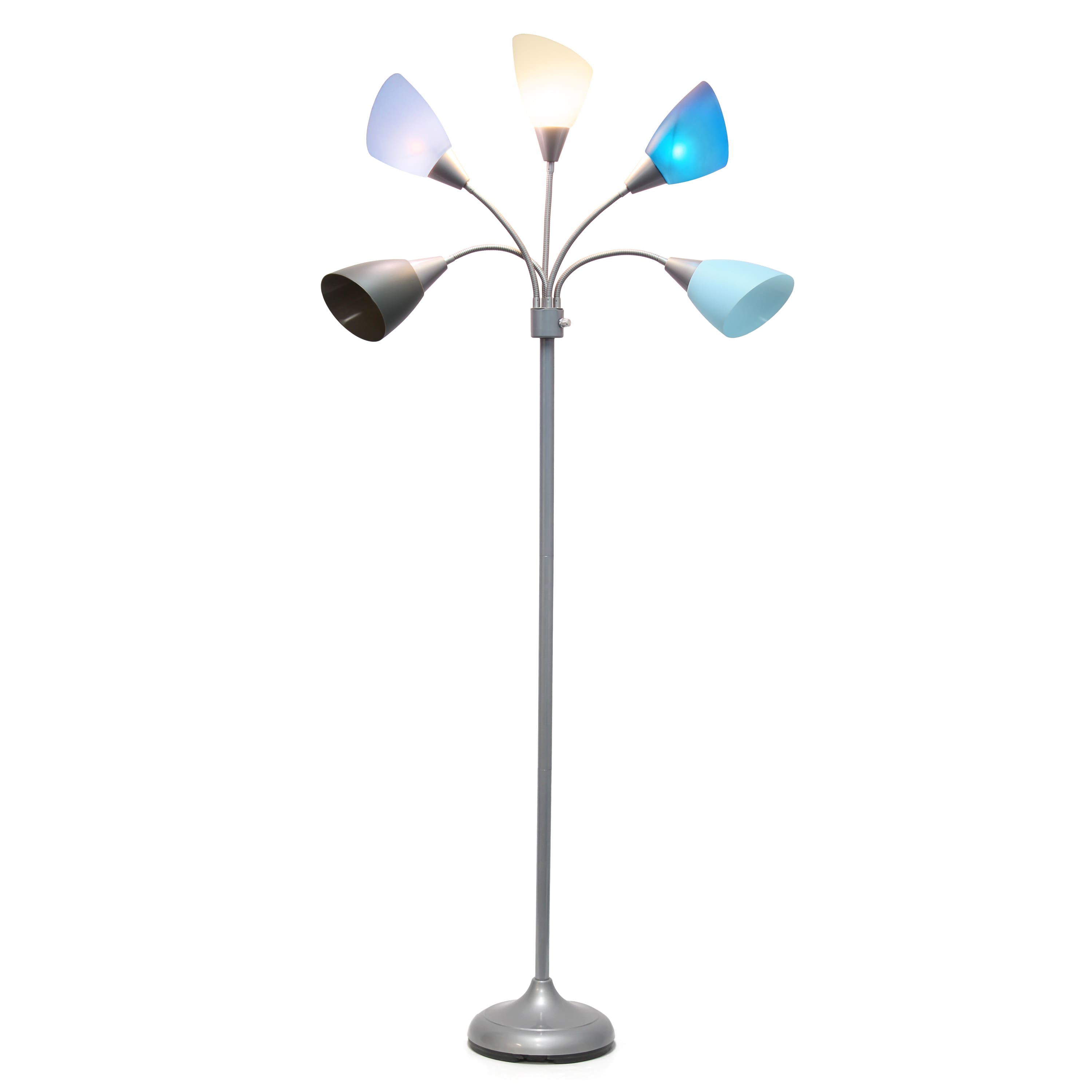Simple Designs™ 5.6ft. 5-Light Gooseneck Silver Floor Lamp
