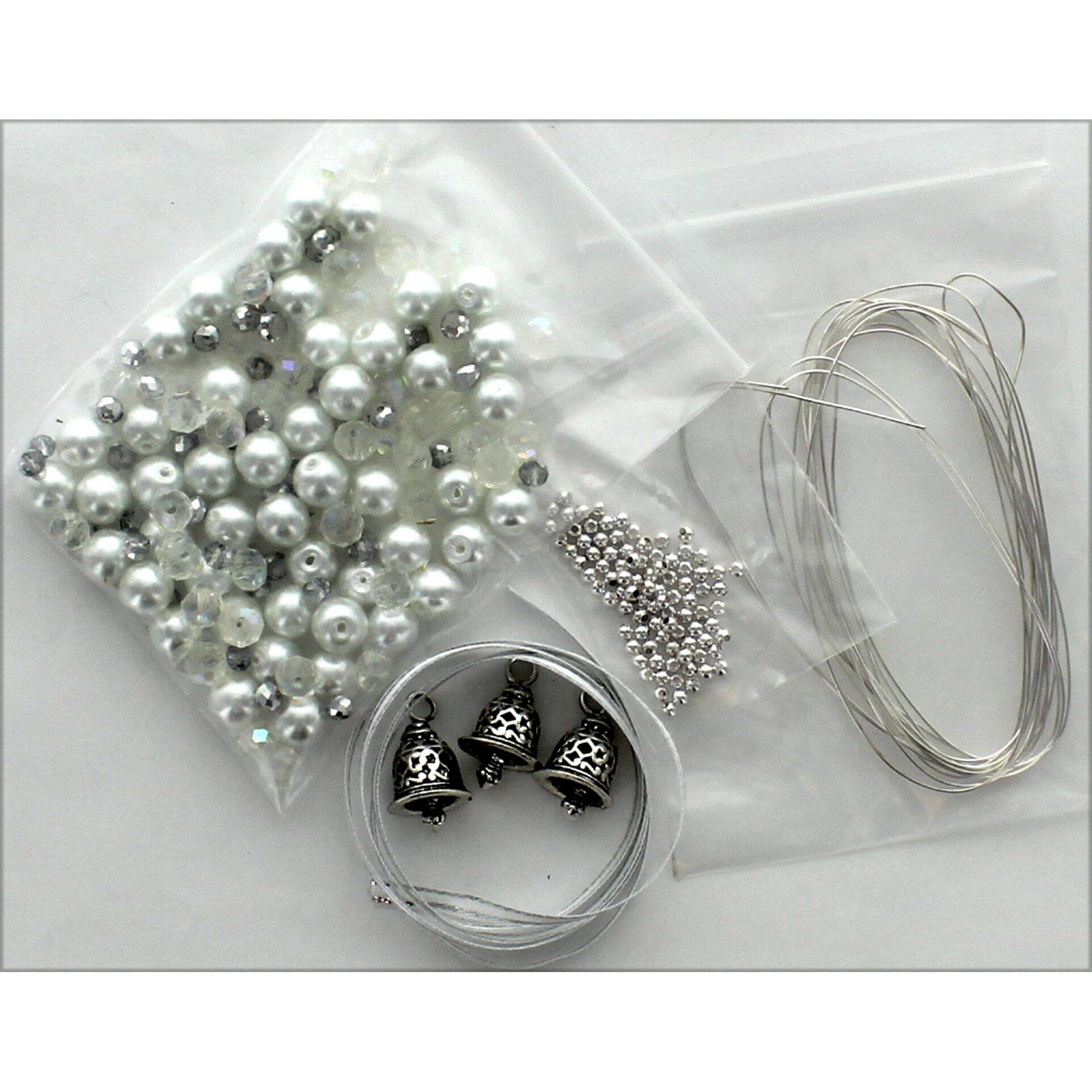 Solid Oak Nostalgic Christmas™ Silver Bell Wreath Beaded Crystal