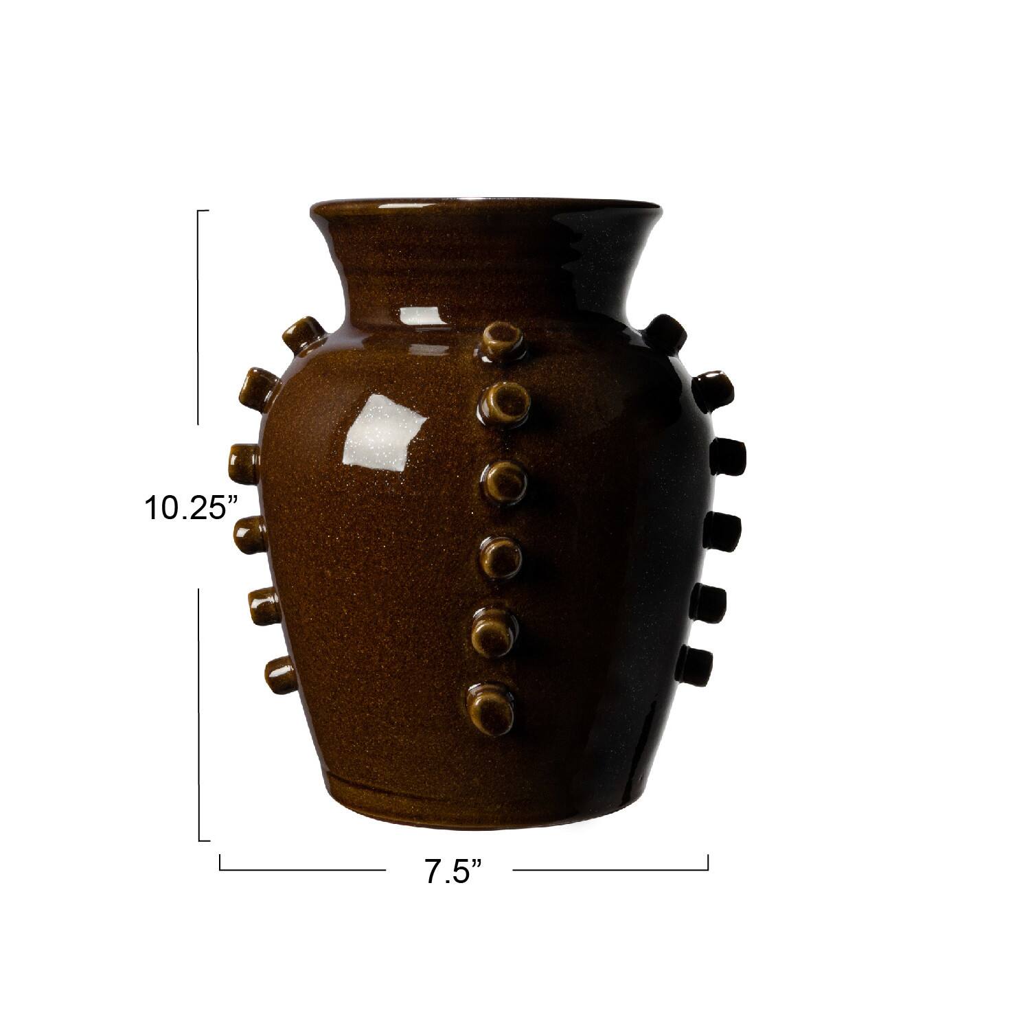 Hello Honey&#xAE; 10.25&#x22; Brown Terra Cotta Vase with Hobnails