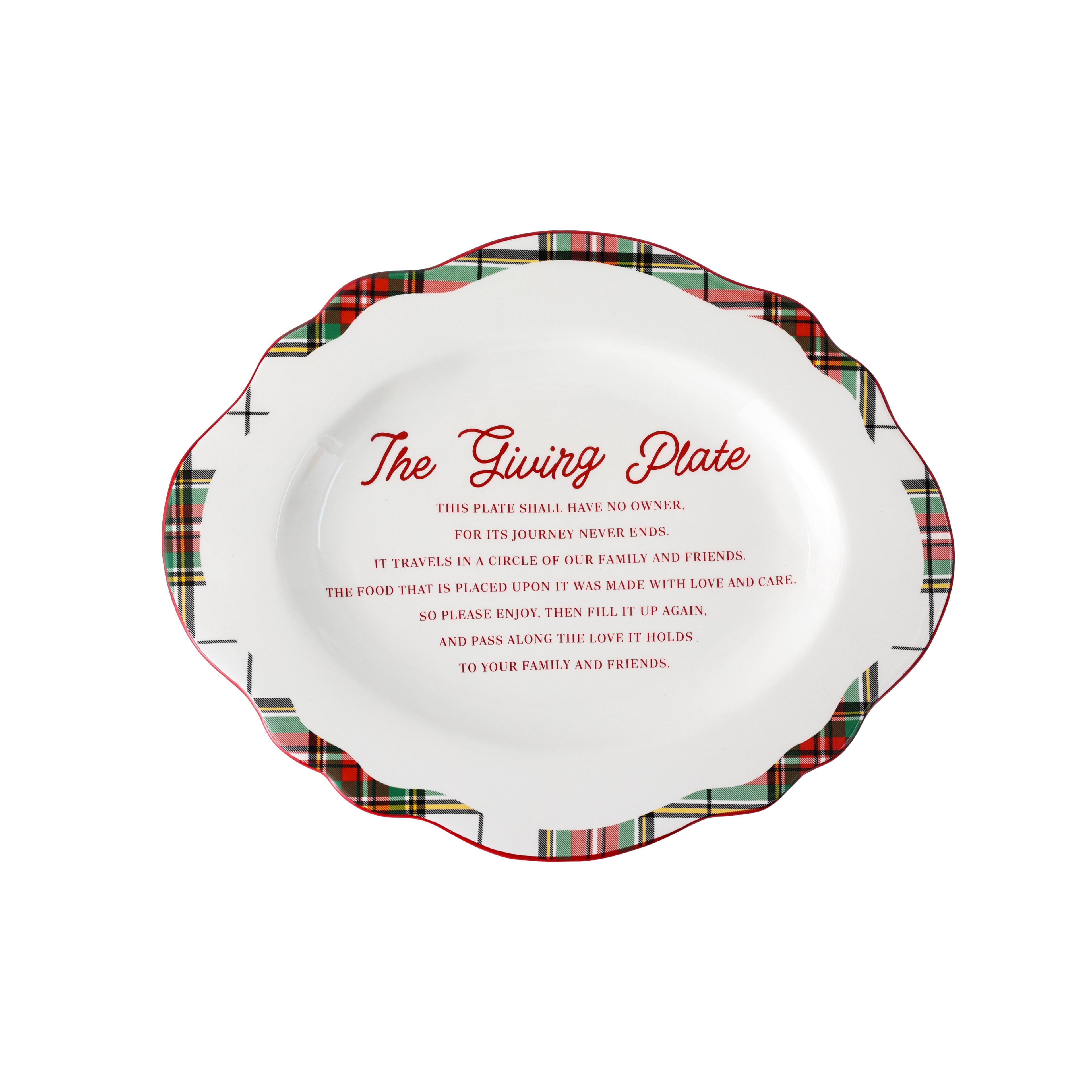 14.25&#x22; Green &#x26; Red Plaid Ceramic Giving Plate by Ashland&#xAE;