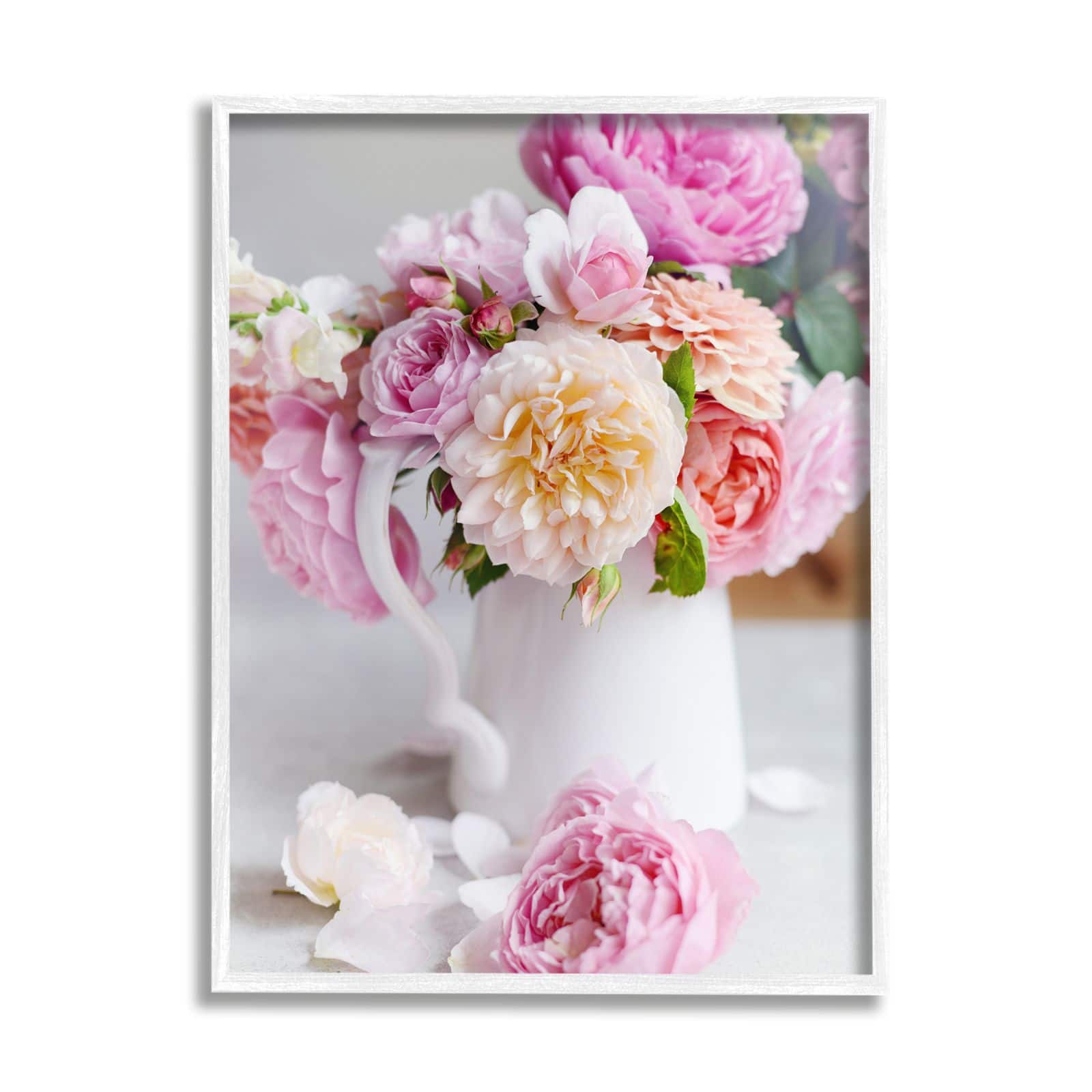 Stupell Industries Blushing Spring Bouquet Floral Photography Cottage Milk Pitcher Framed Wall Art