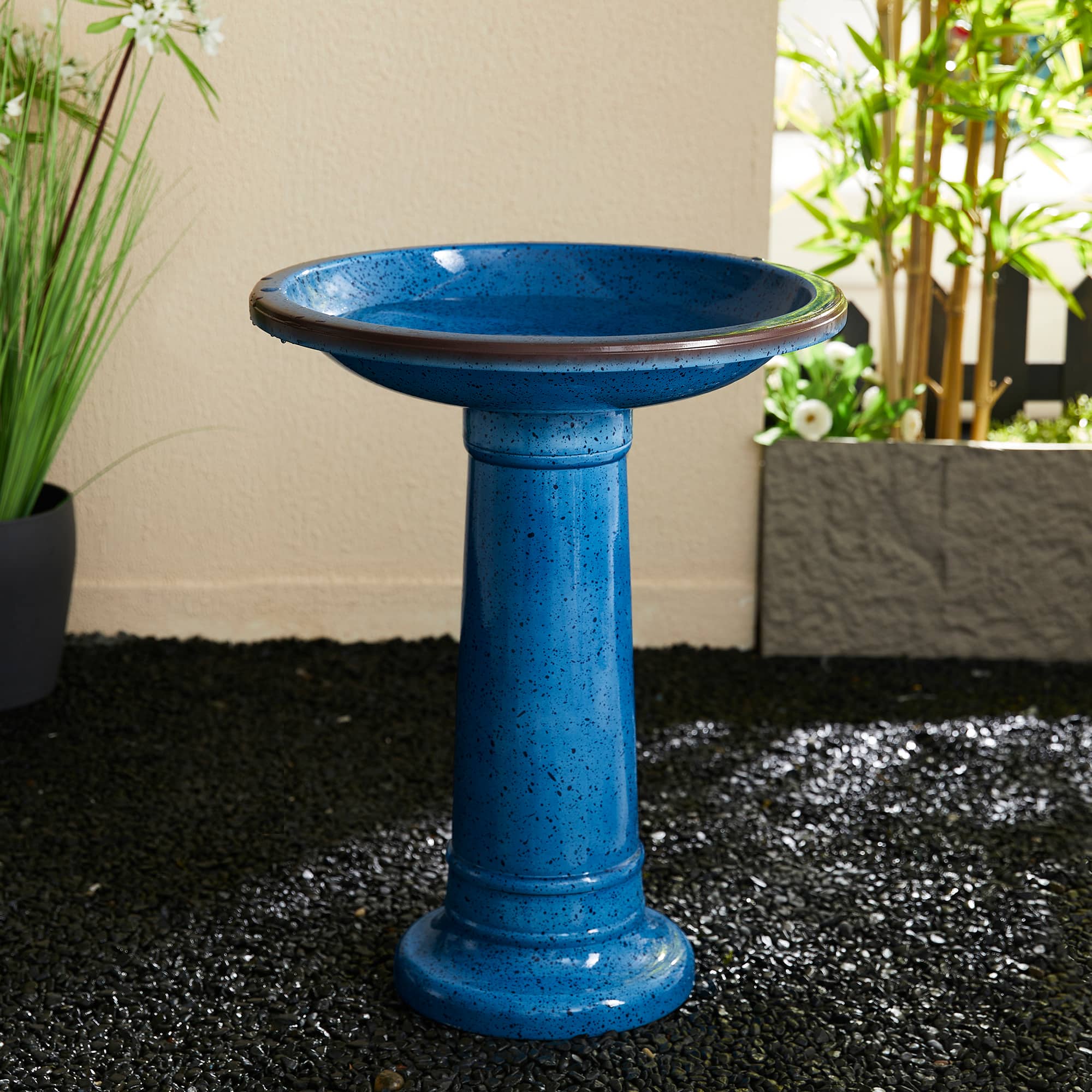 Glitzhome&#xAE; 21.5&#x22; Faux Ceramic Tall Pedestal Birdbath