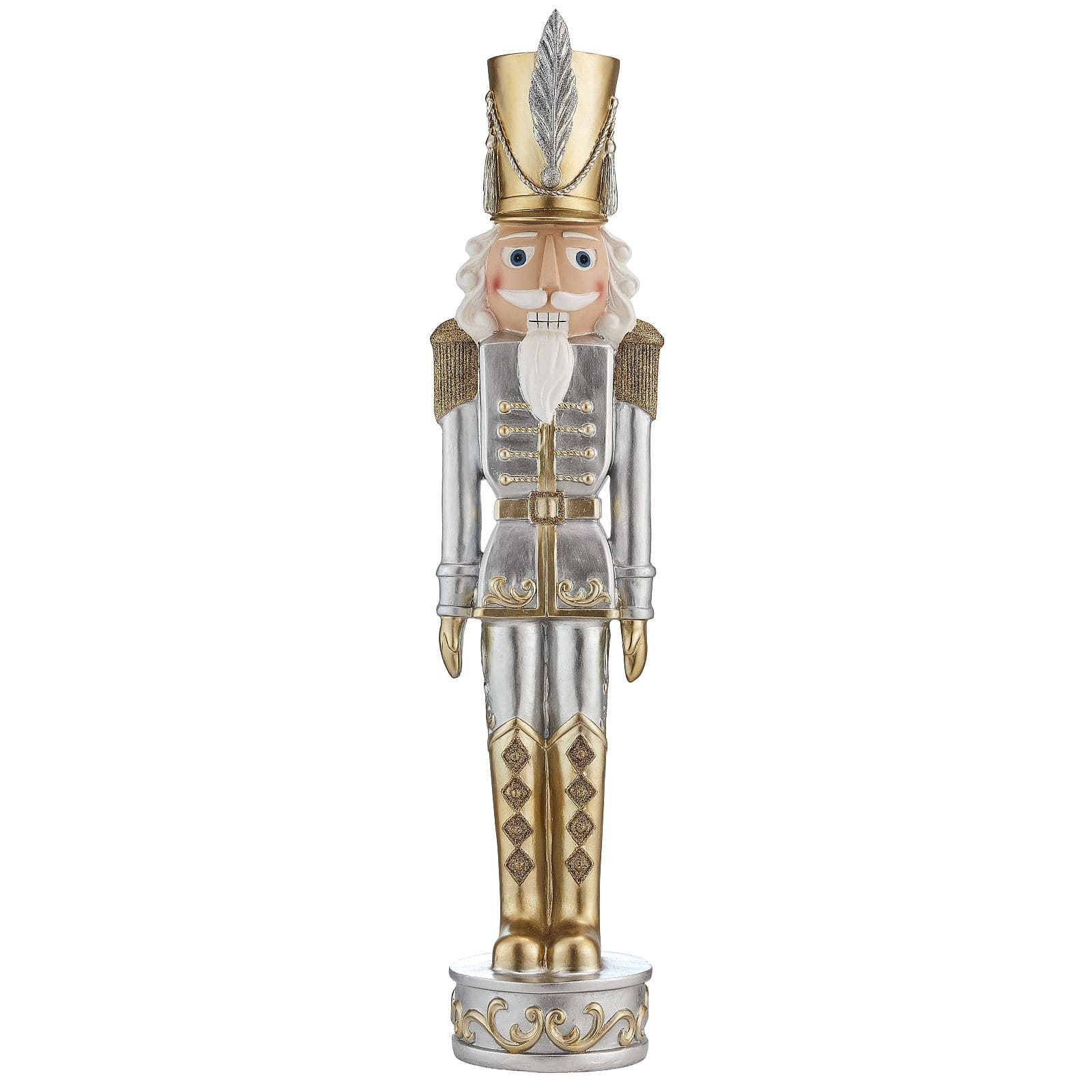 Haute Decor 37&#x22; Gold &#x26; Silver Christmas Nutcracker