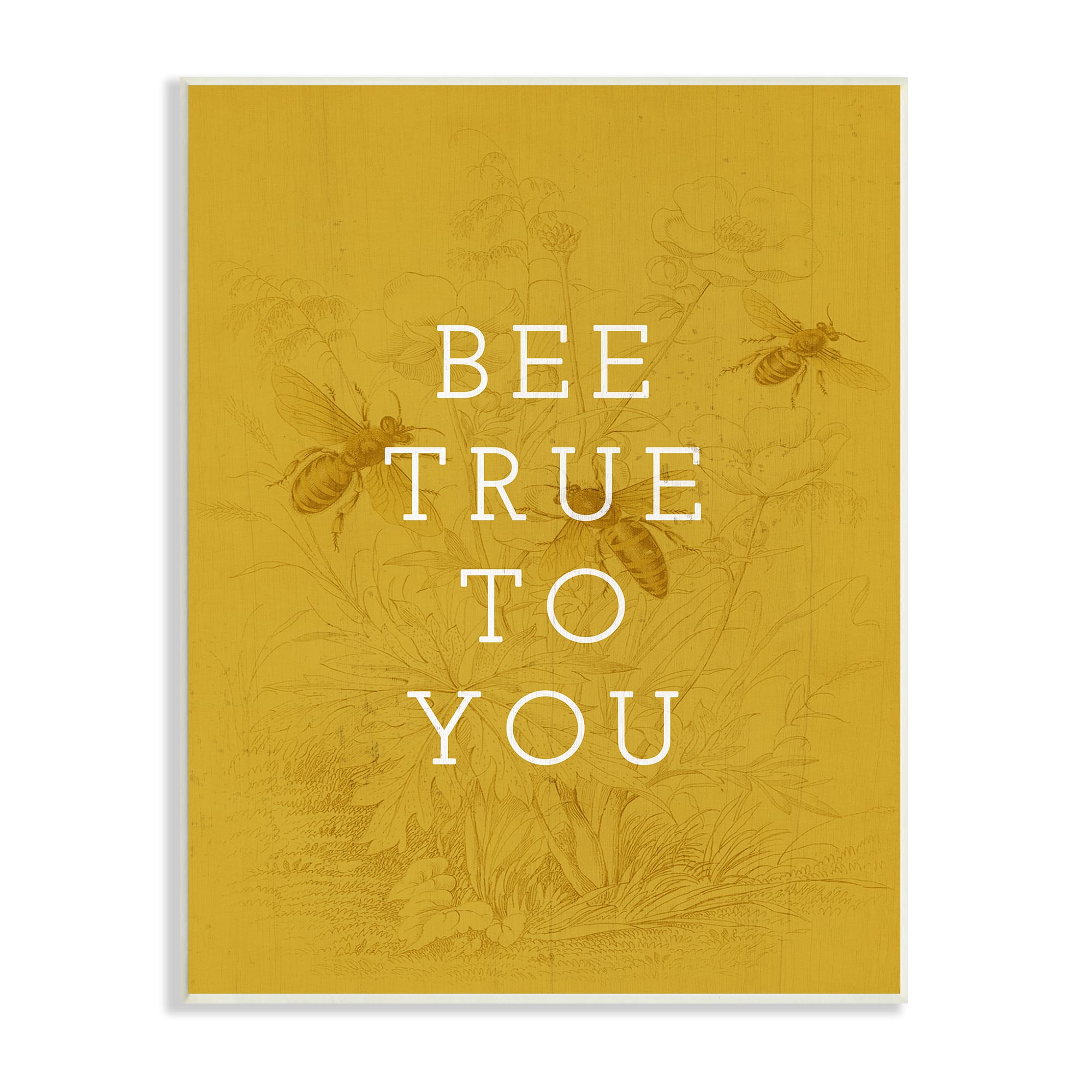 Stupell Industries Be True to You Phrase Vintage Bee Pun Wall Plaque