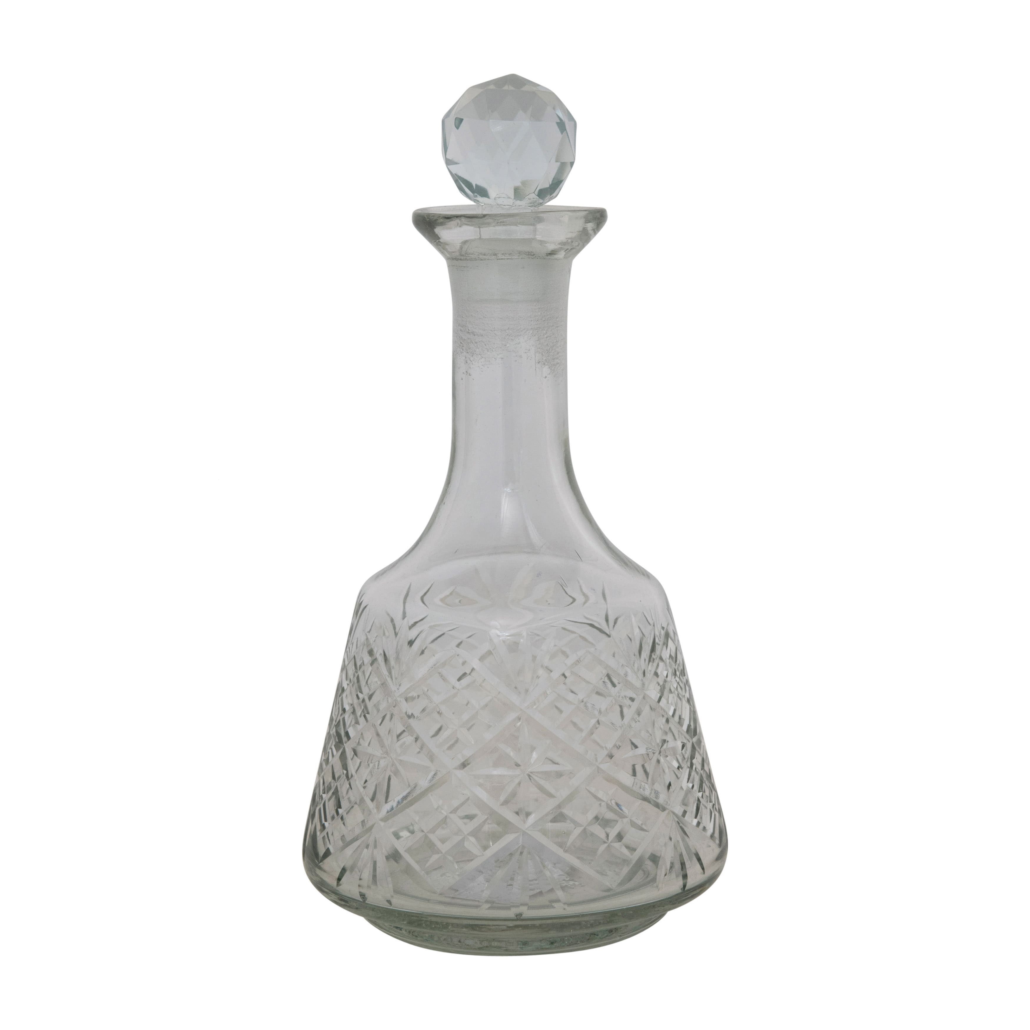 9&#x22; Clear Etched Glass Decanter