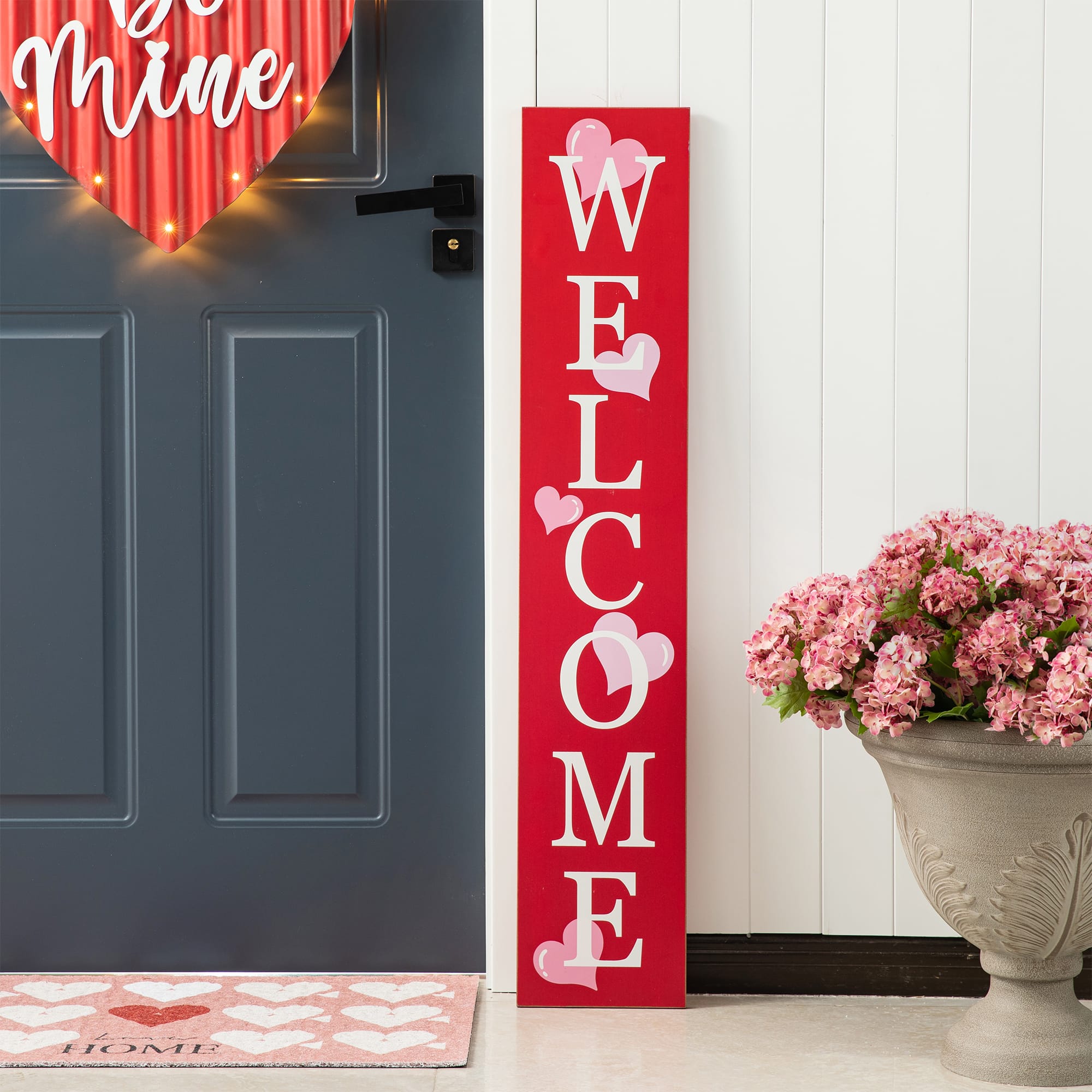 Glitzhome&#xAE; 3.5ft. Valentine&#x27;s Wooden Welcome Porch Sign