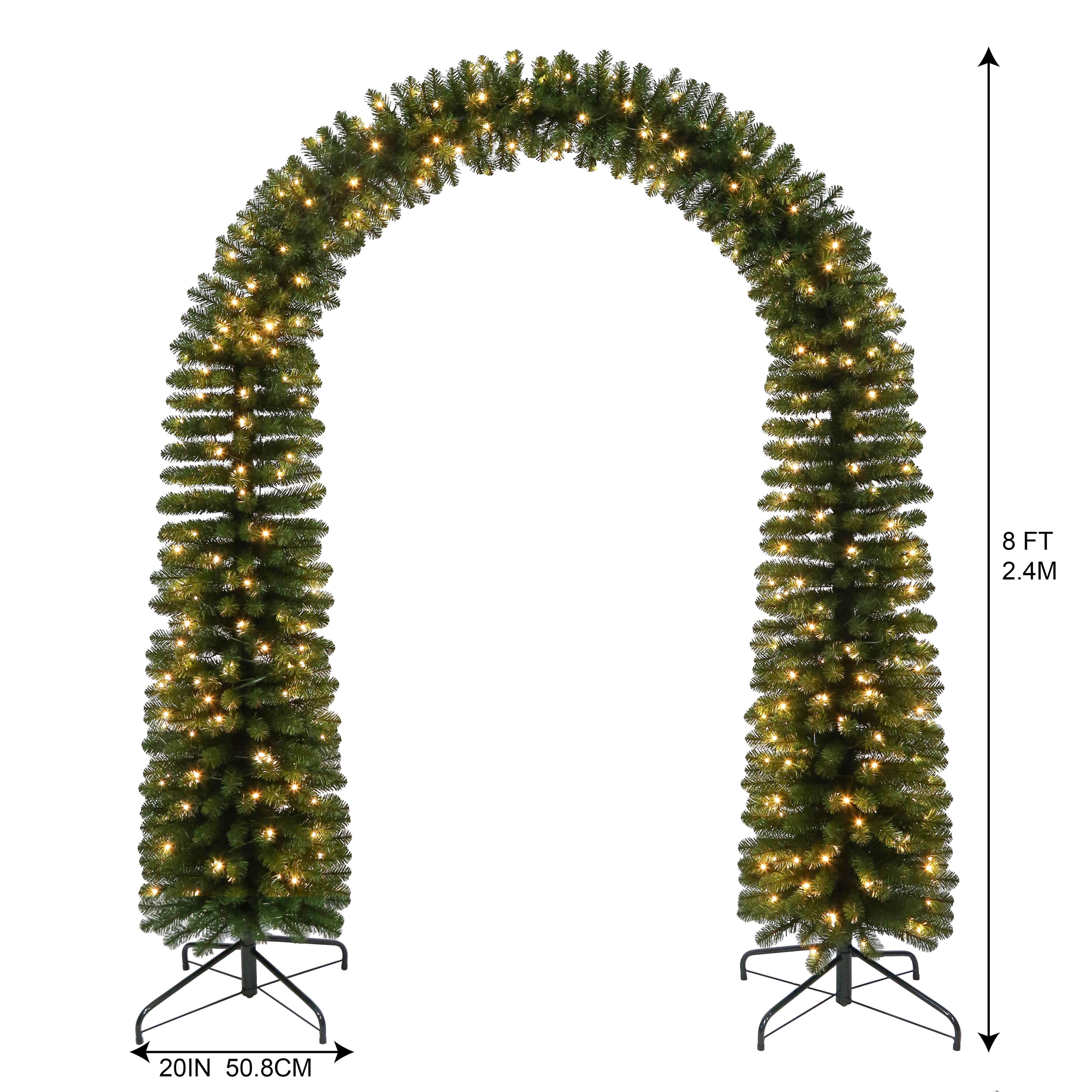 8ft. Pre-Lit Holiday Pine Artificial Christmas Arch, Warm White Mini LED Lights by Ashland&#xAE;