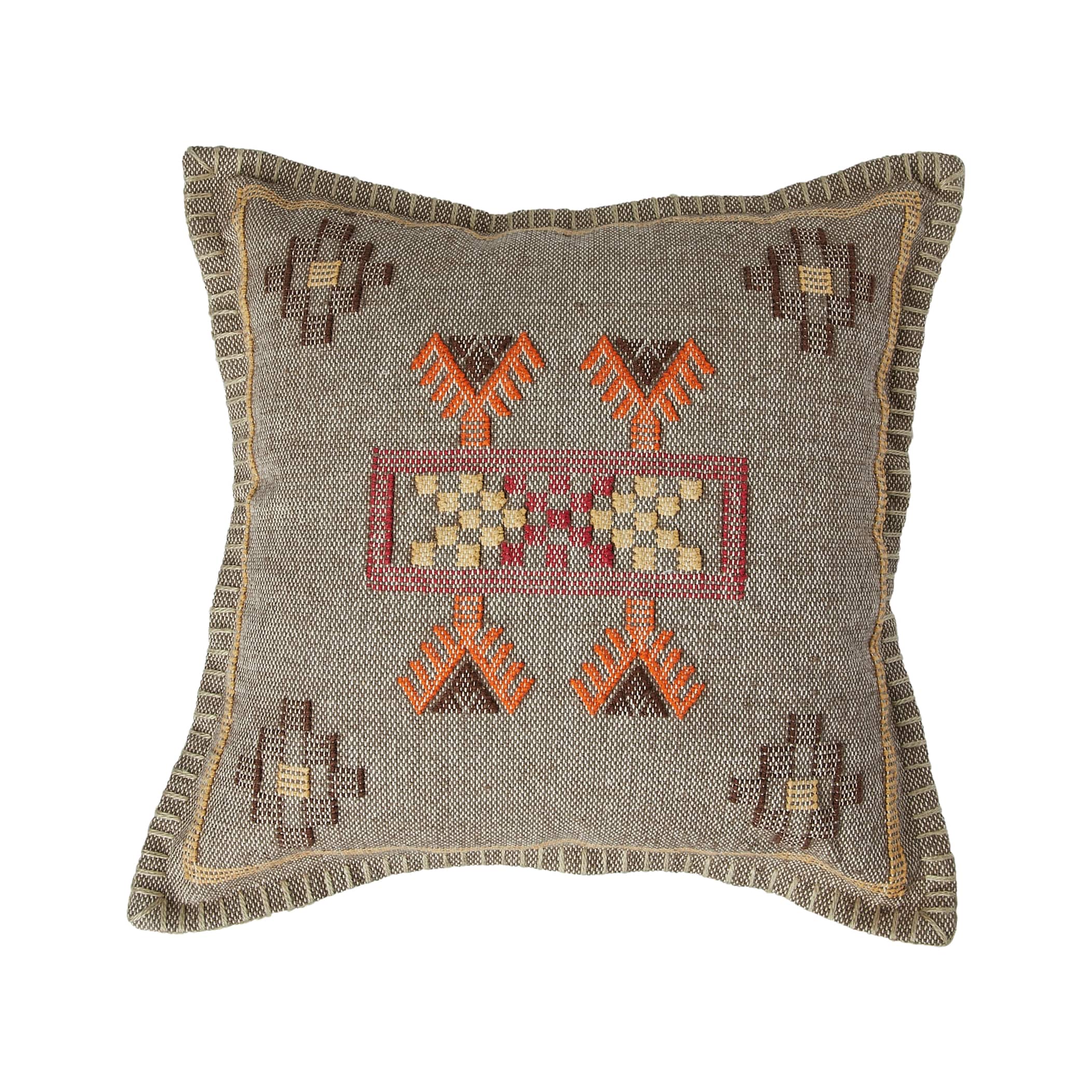 Hello Honey® Multicolor Geometric Embroidery Handwoven Cotton Throw Pillow Cover
