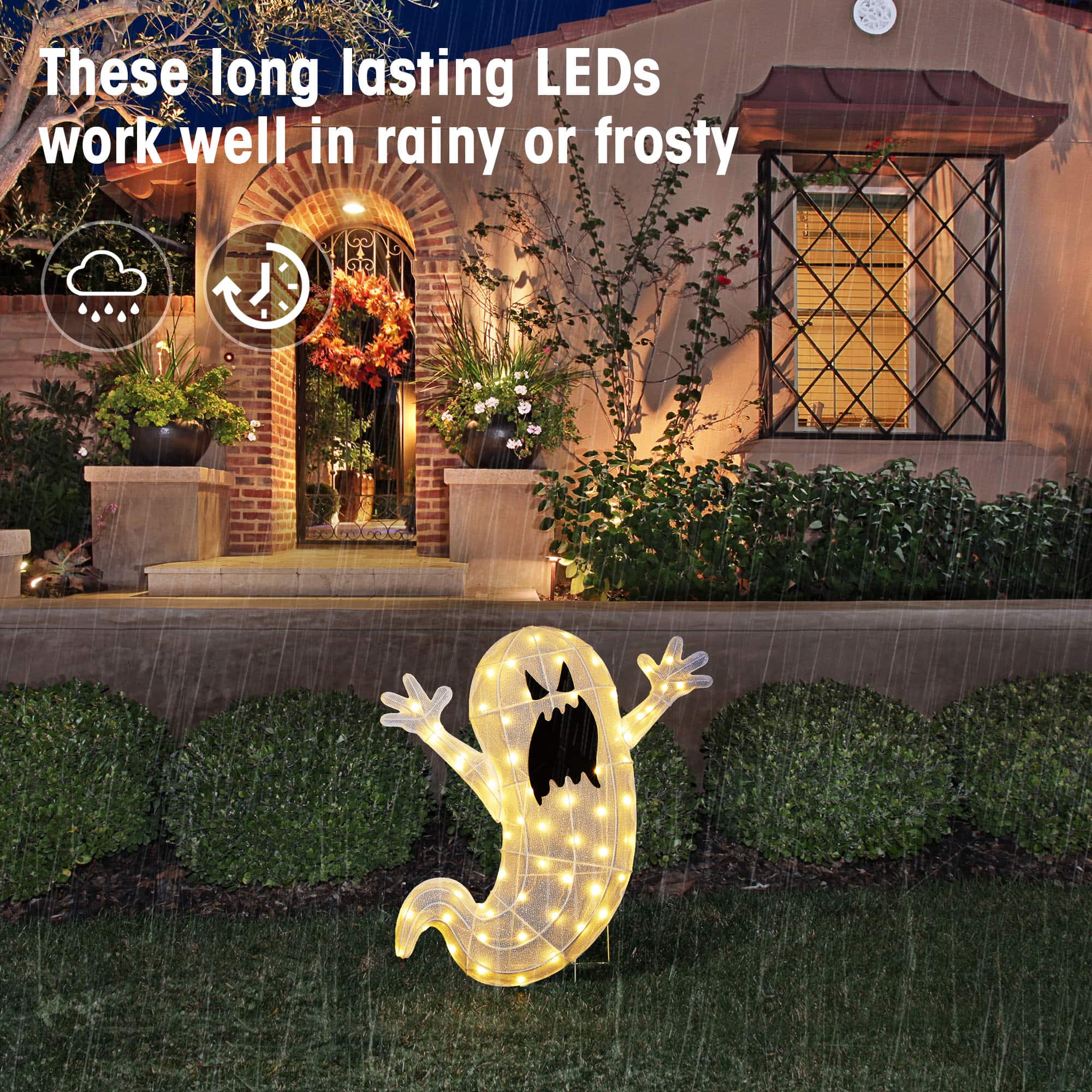 Glitzhome&#xAE; 35.5&#x22;H Lighted Halloween 2.5D Ghosts Outdoor Decor