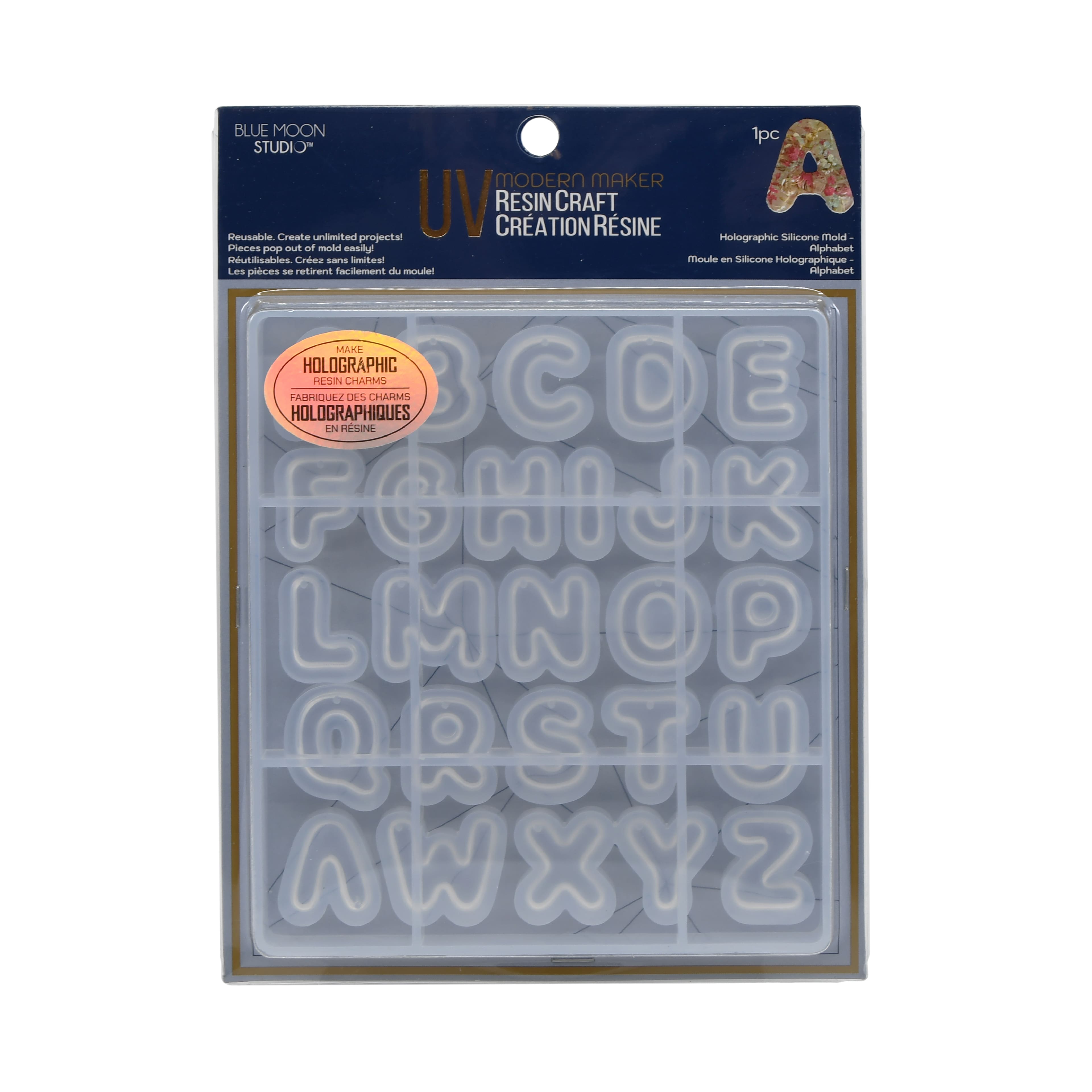 Blue Moon Studio&#x2122; UV Resin Craft Holographic Alphabet Mould